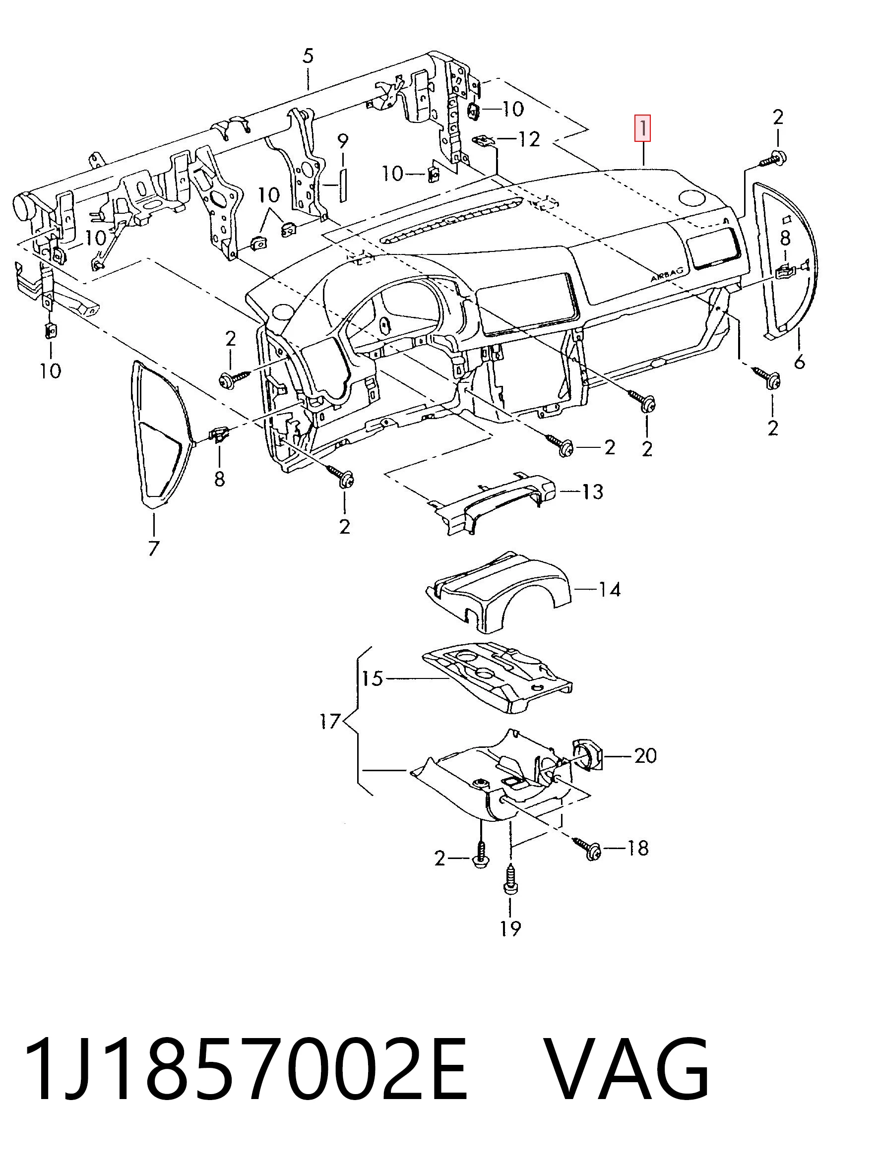 Volkswagen Bora  (1998 - 2005) Ön iç panel (torpido) fiyatı