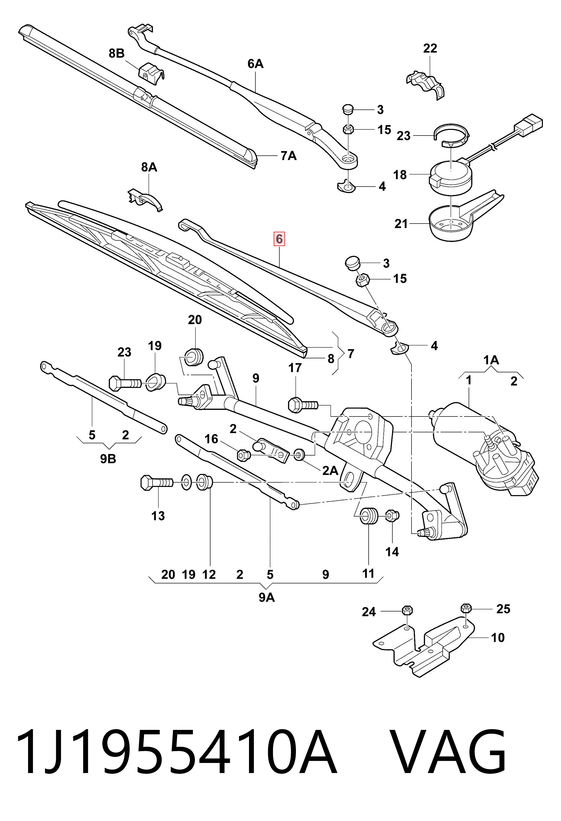 Volkswagen Golf IV (1997 - 2008) Ön cam silecek kolu 