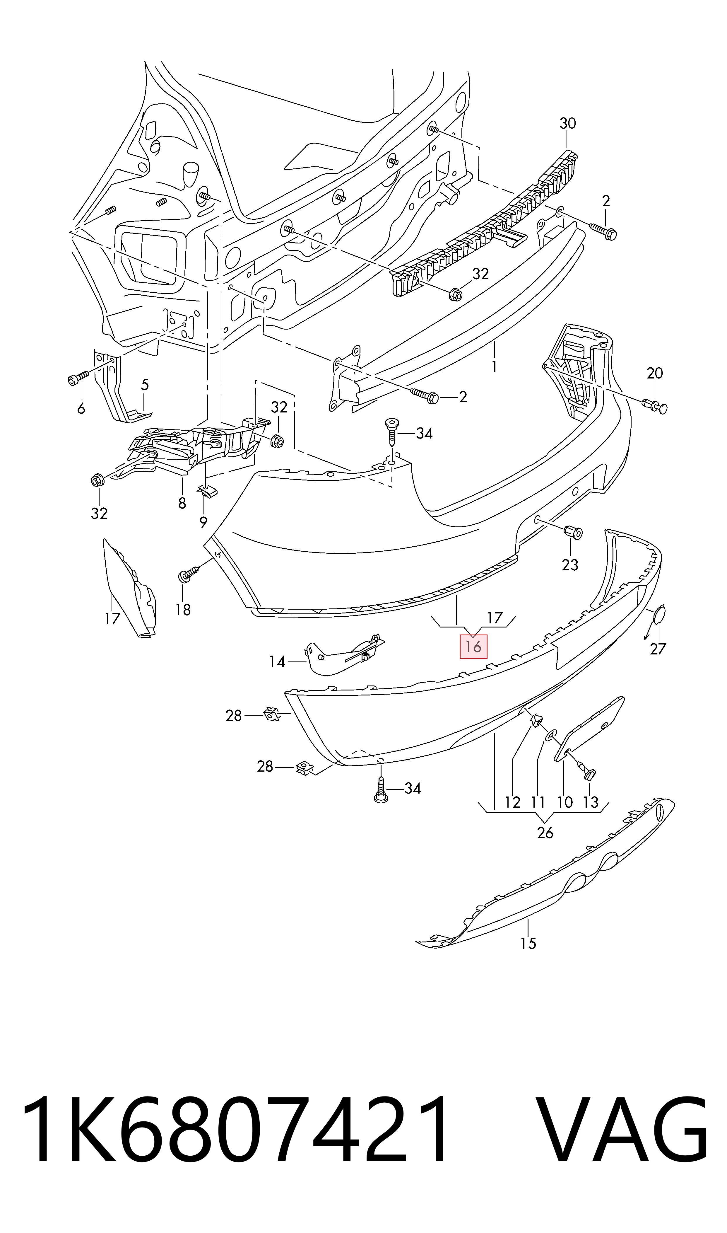 Volkswagen Golf IV Arka tampon sıfır