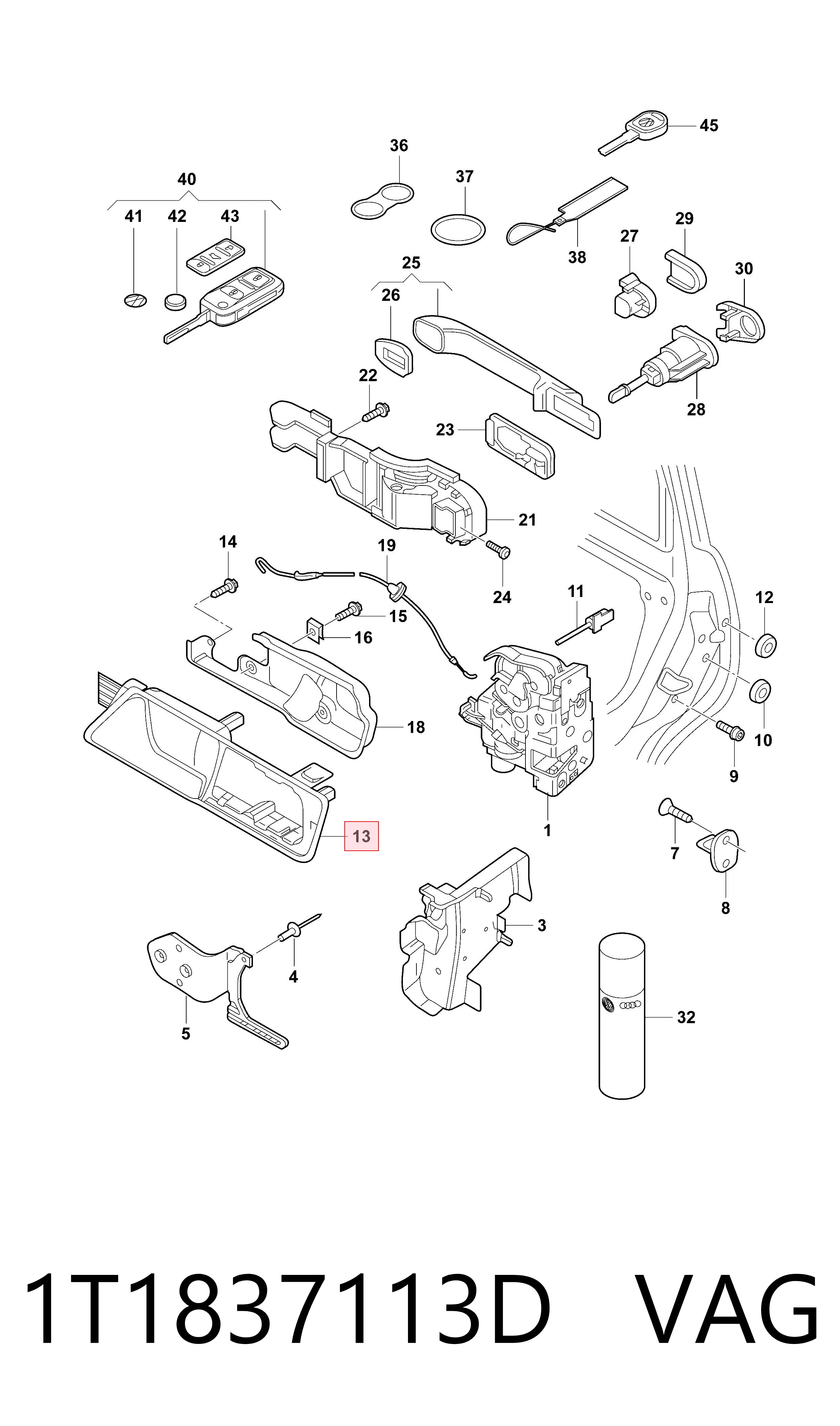 Volkswagen Caddy III (2004 - 2015) Ön sol iç kapı kolu satın al