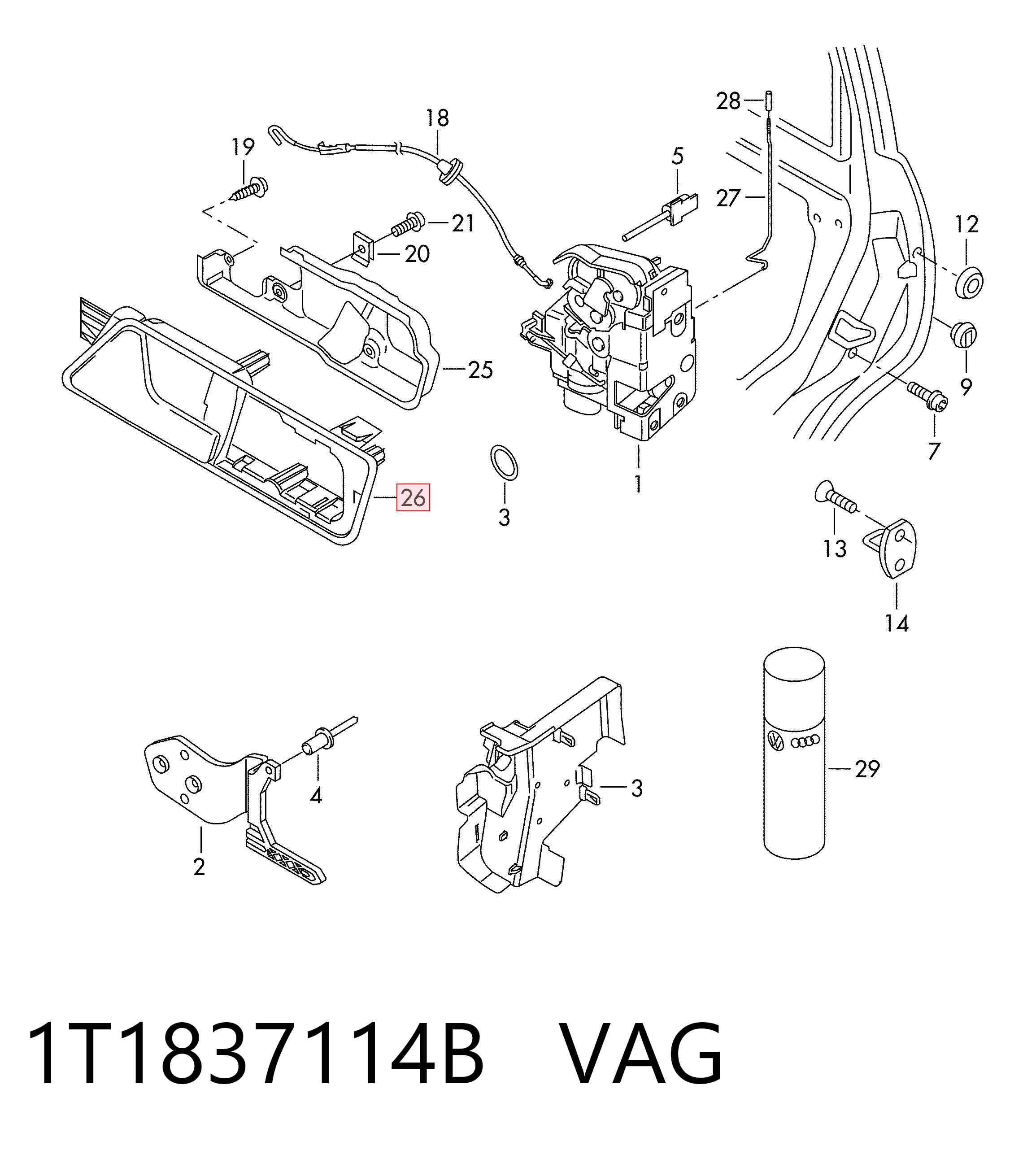 Volkswagen Caddy III Ön sağ iç kapı kolu fiyatları