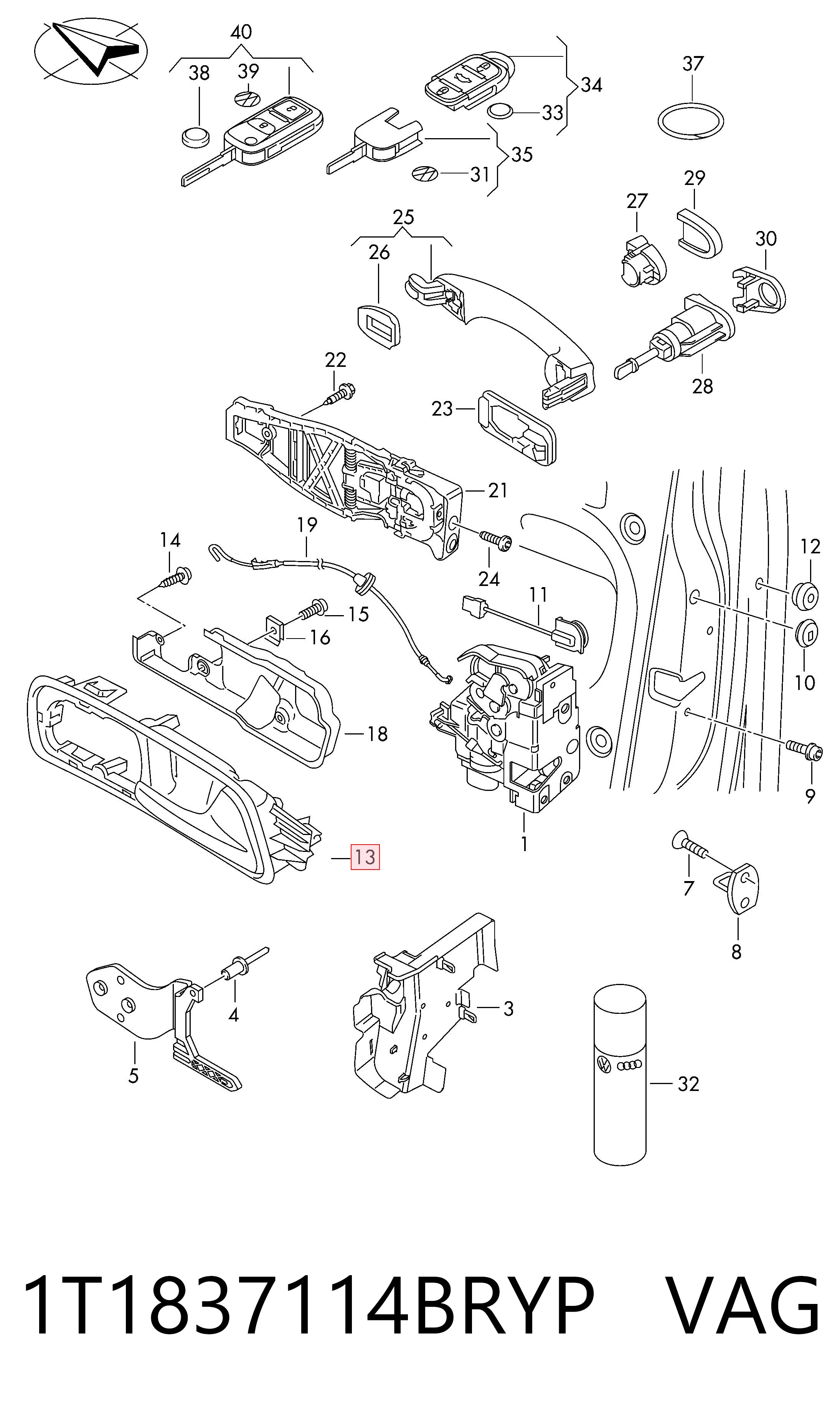 Volkswagen Caddy III (2004 - 2015) Ön sağ iç kapı kolu satın al