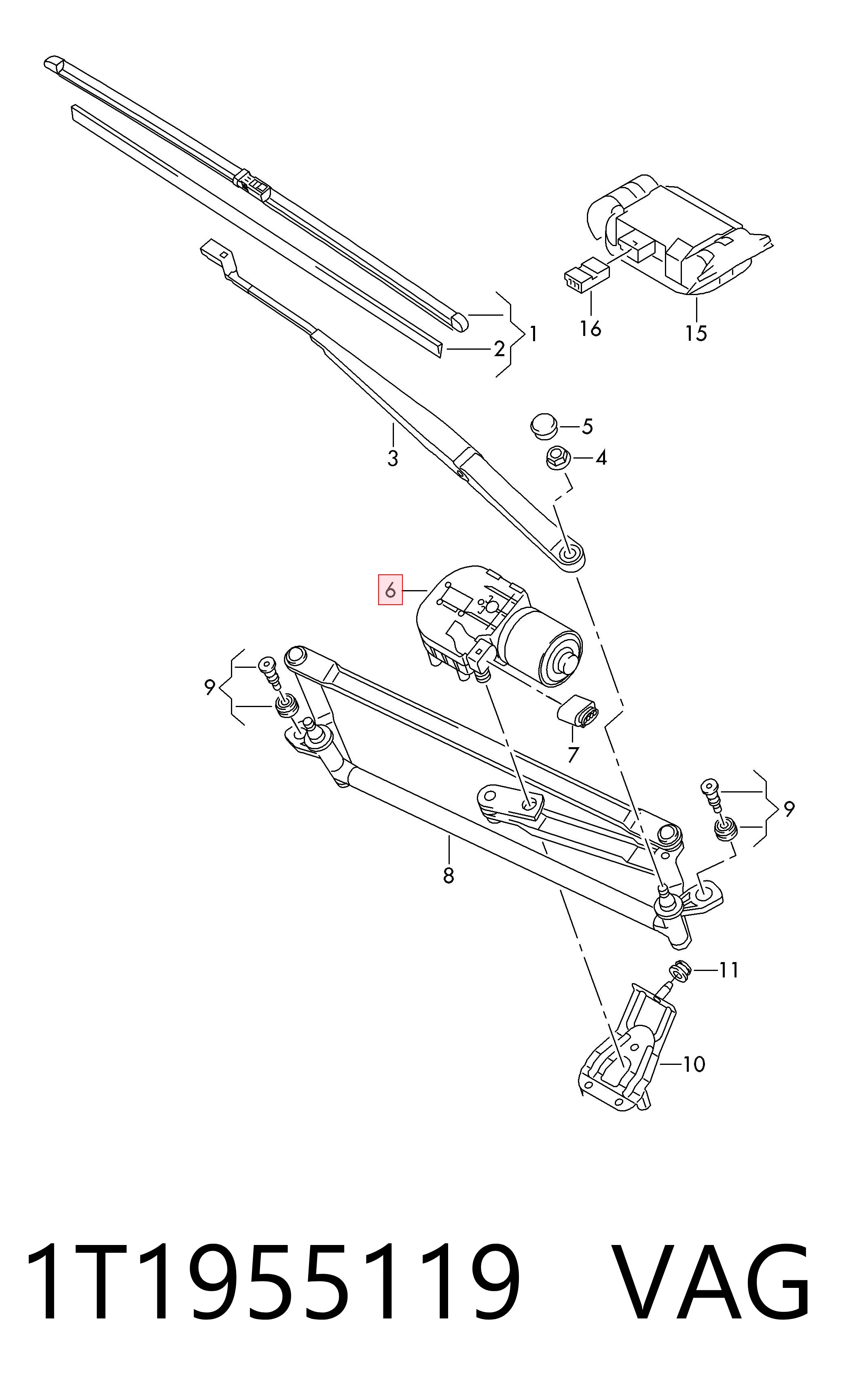 Caddy III station wagon (2KB, 2KJ, 2CB, 2CJ) (2004 - 2015) Silecek Motoru