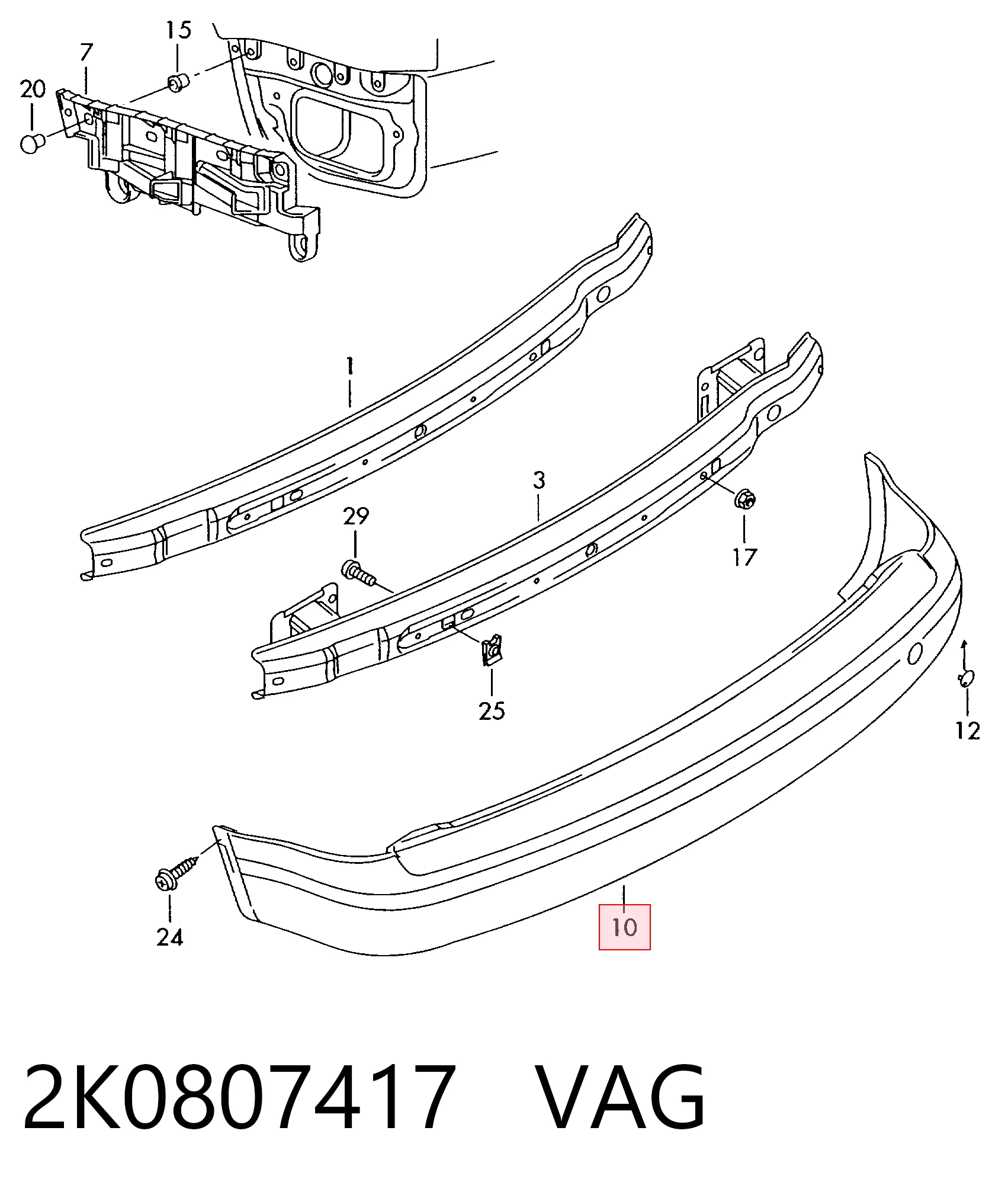 Volkswagen Caddy III (2004 - 2015) Arka tampon 