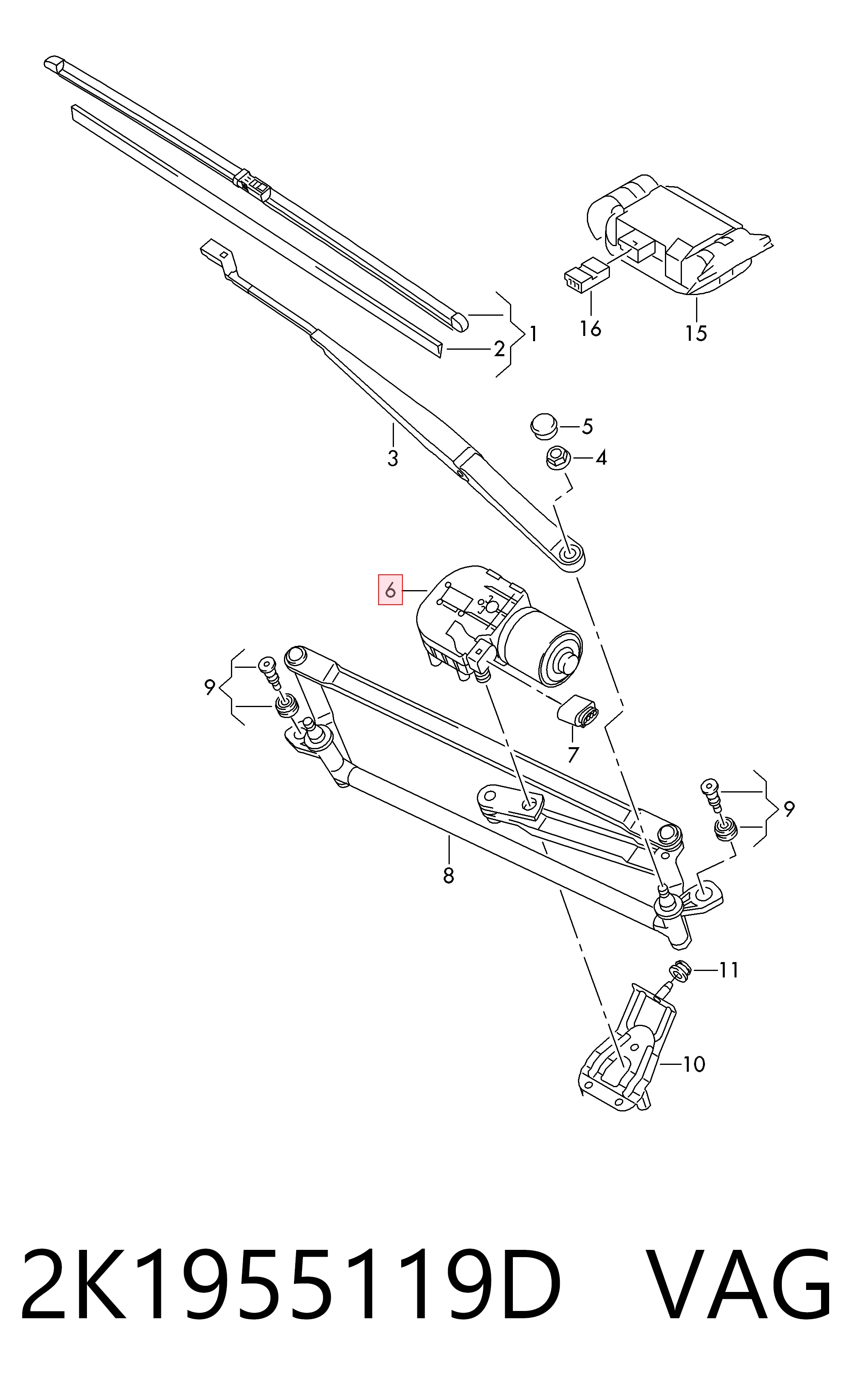 Volkswagen Caddy III (2004 - 2015) Ön cam silecek motoru satın al
