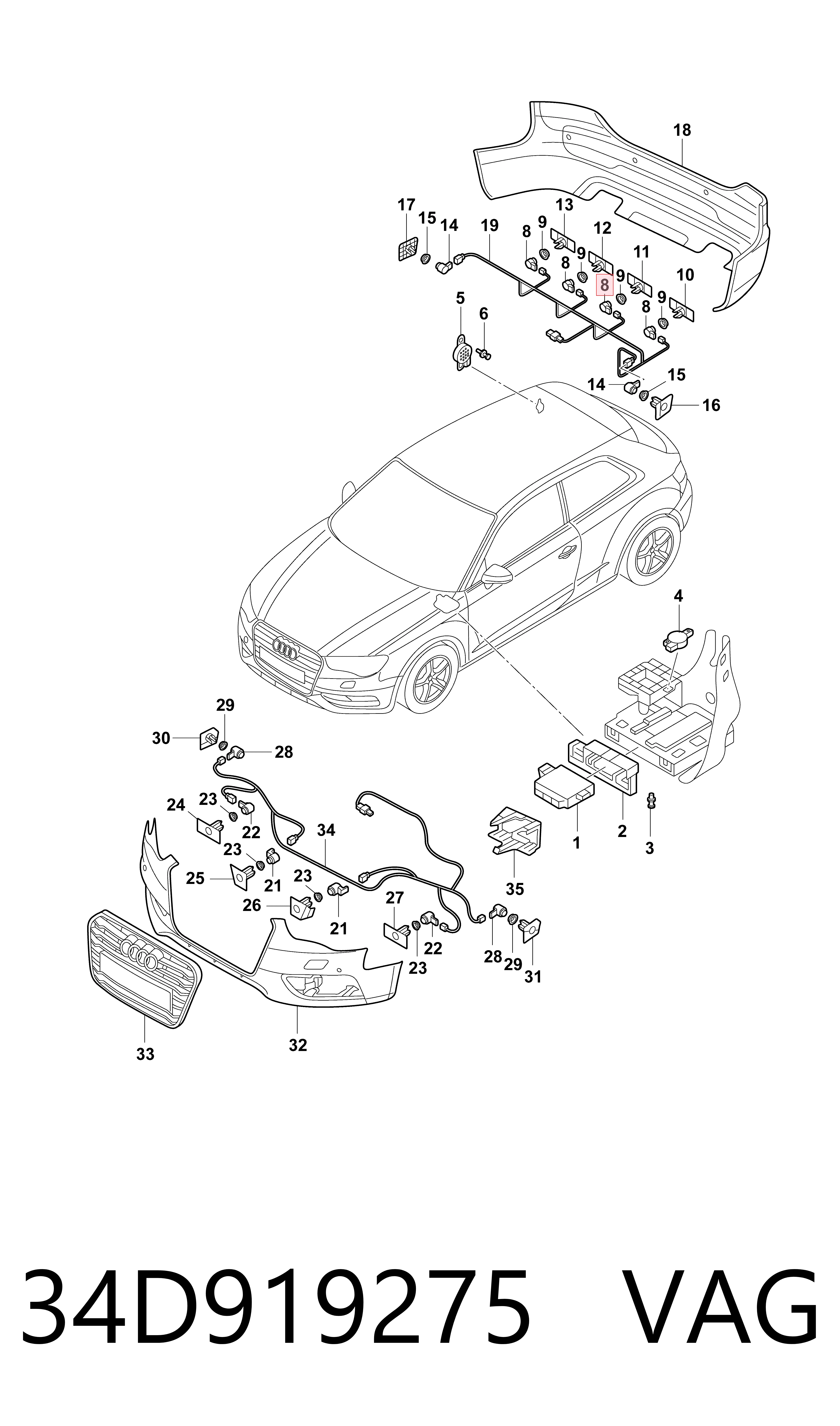 Volkswagen Jetta VI Arka park sensörü