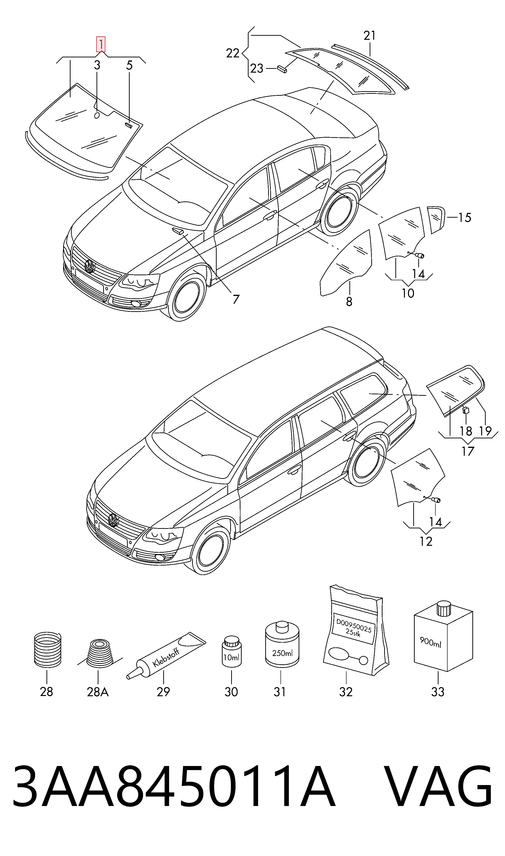Volkswagen Passat  (2010 - 2016) Ön cam fiyatı