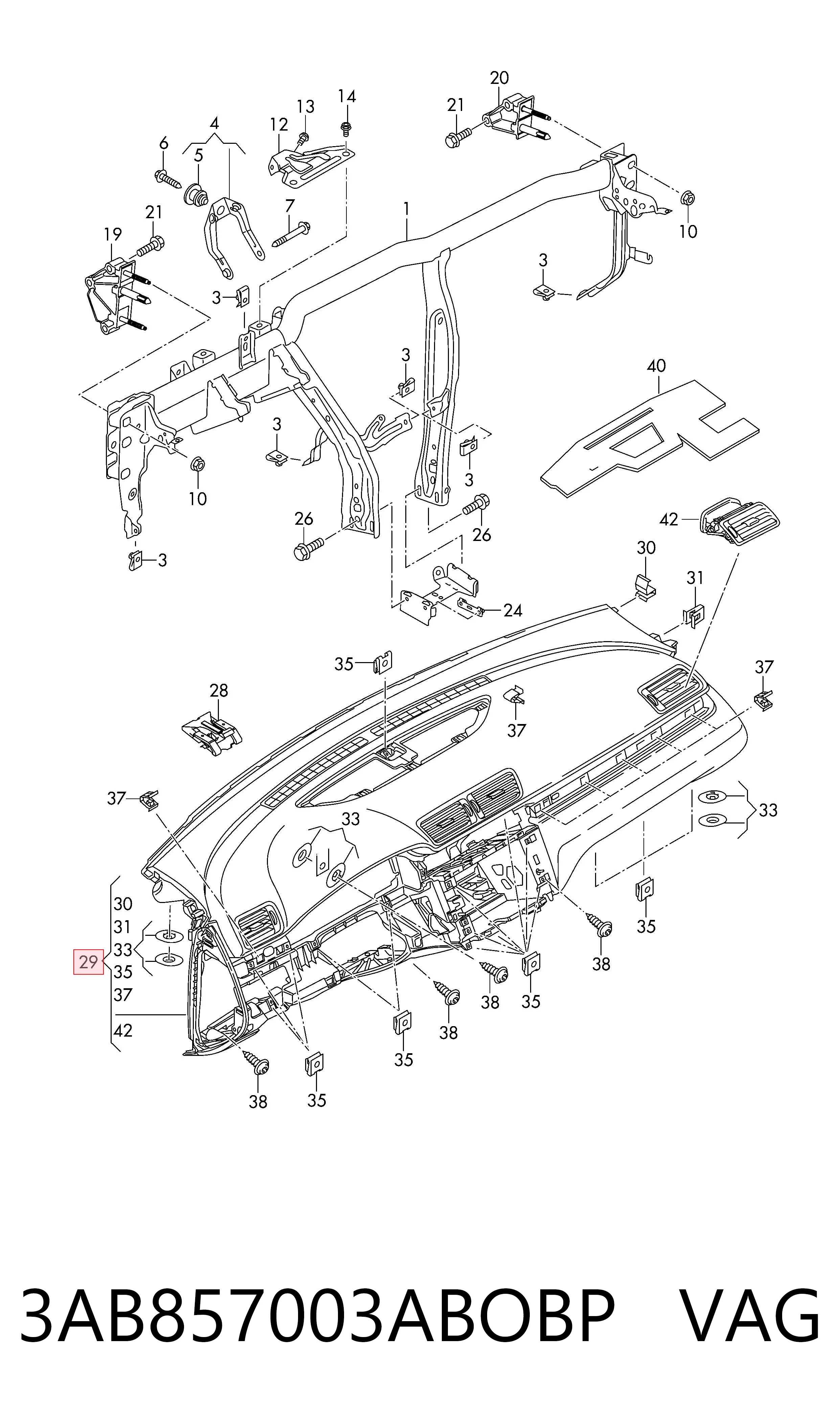 Volkswagen Passat  (2005 - 2011) Ön iç panel (torpido) fiyatı
