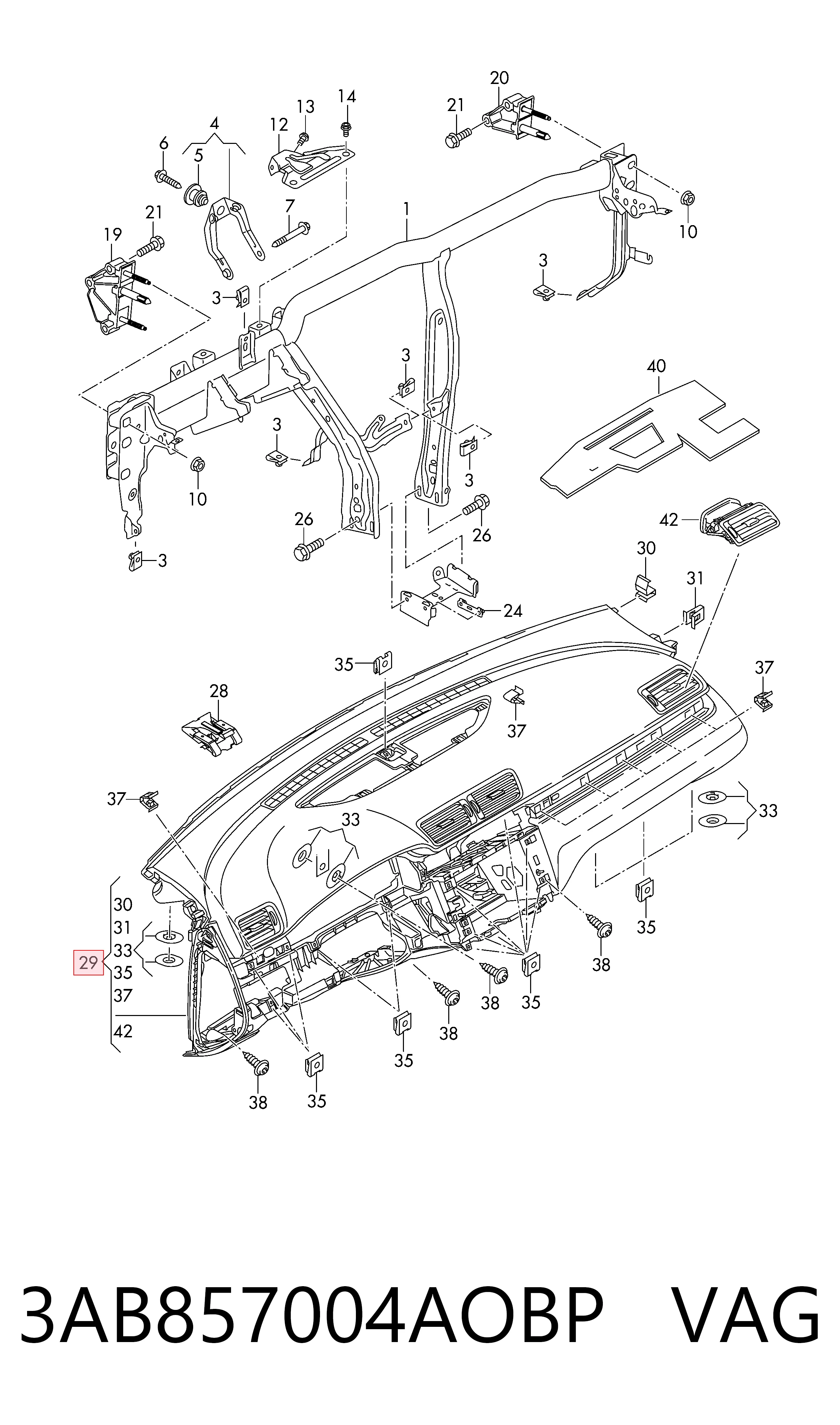 Volkswagen Passat  (2005 - 2011) Ön iç panel (torpido) satın al