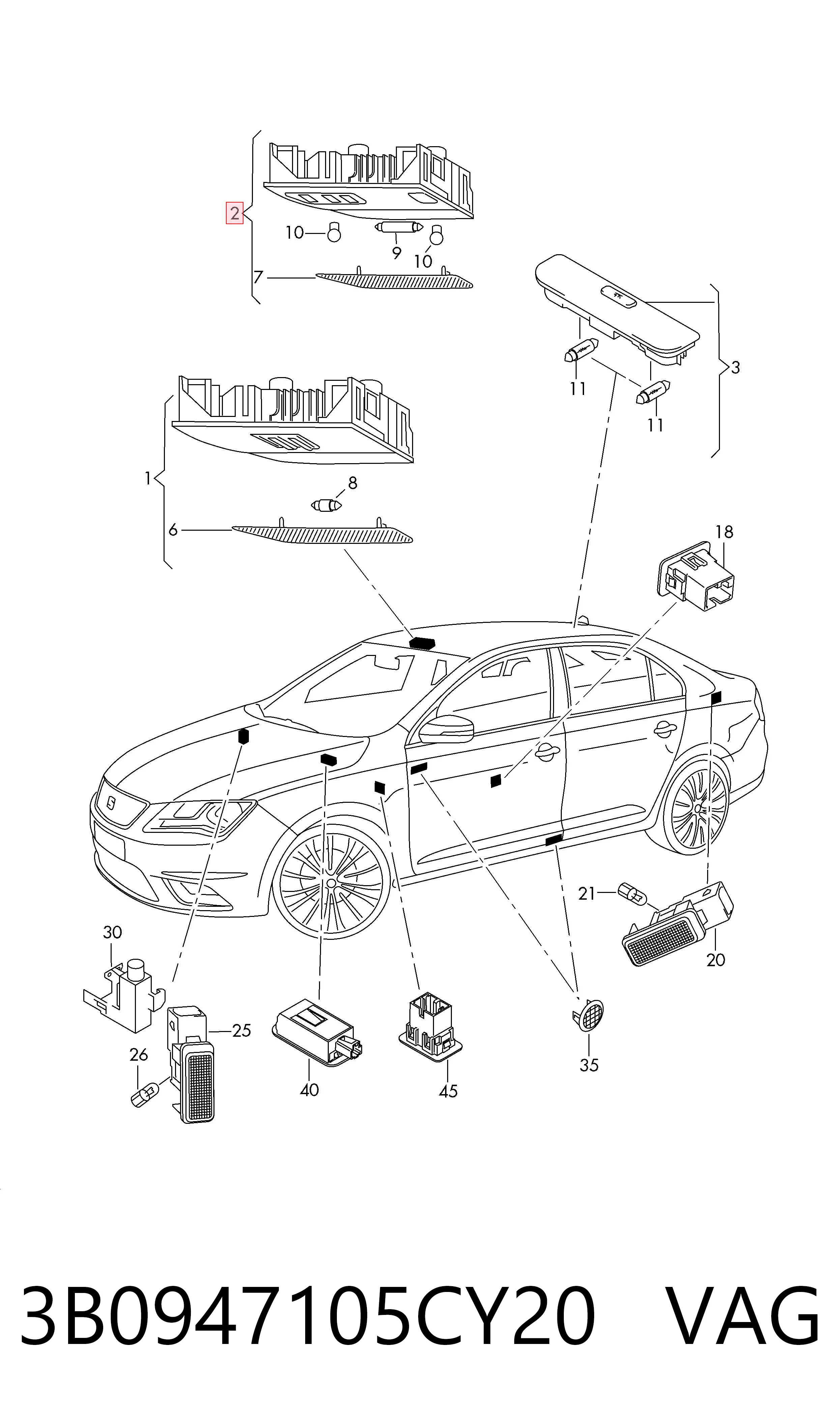 Volkswagen Bora  Tavan lambası fiyatları