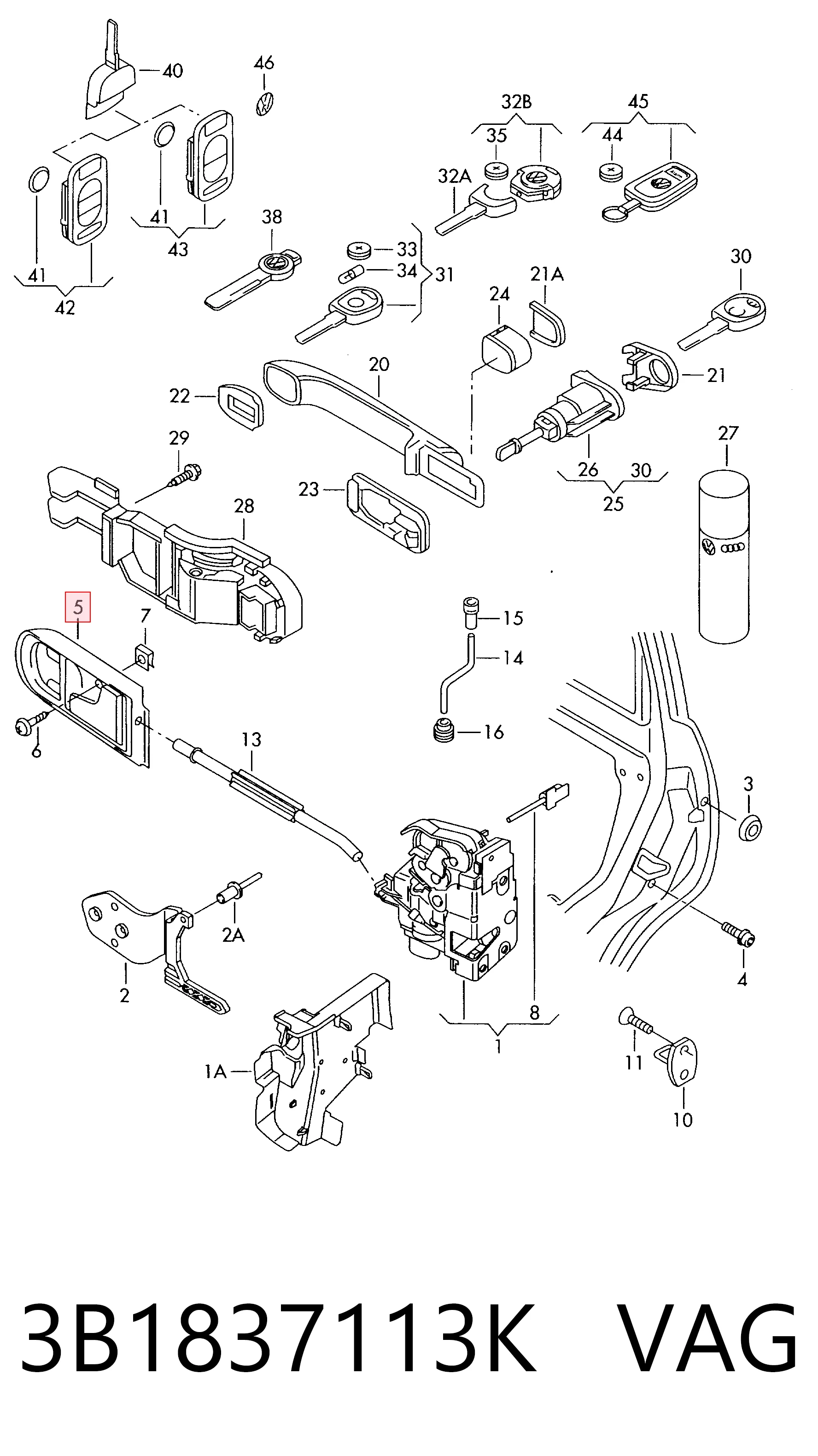 Volkswagen Golf IV Ön sol iç kapı kolu orijinal