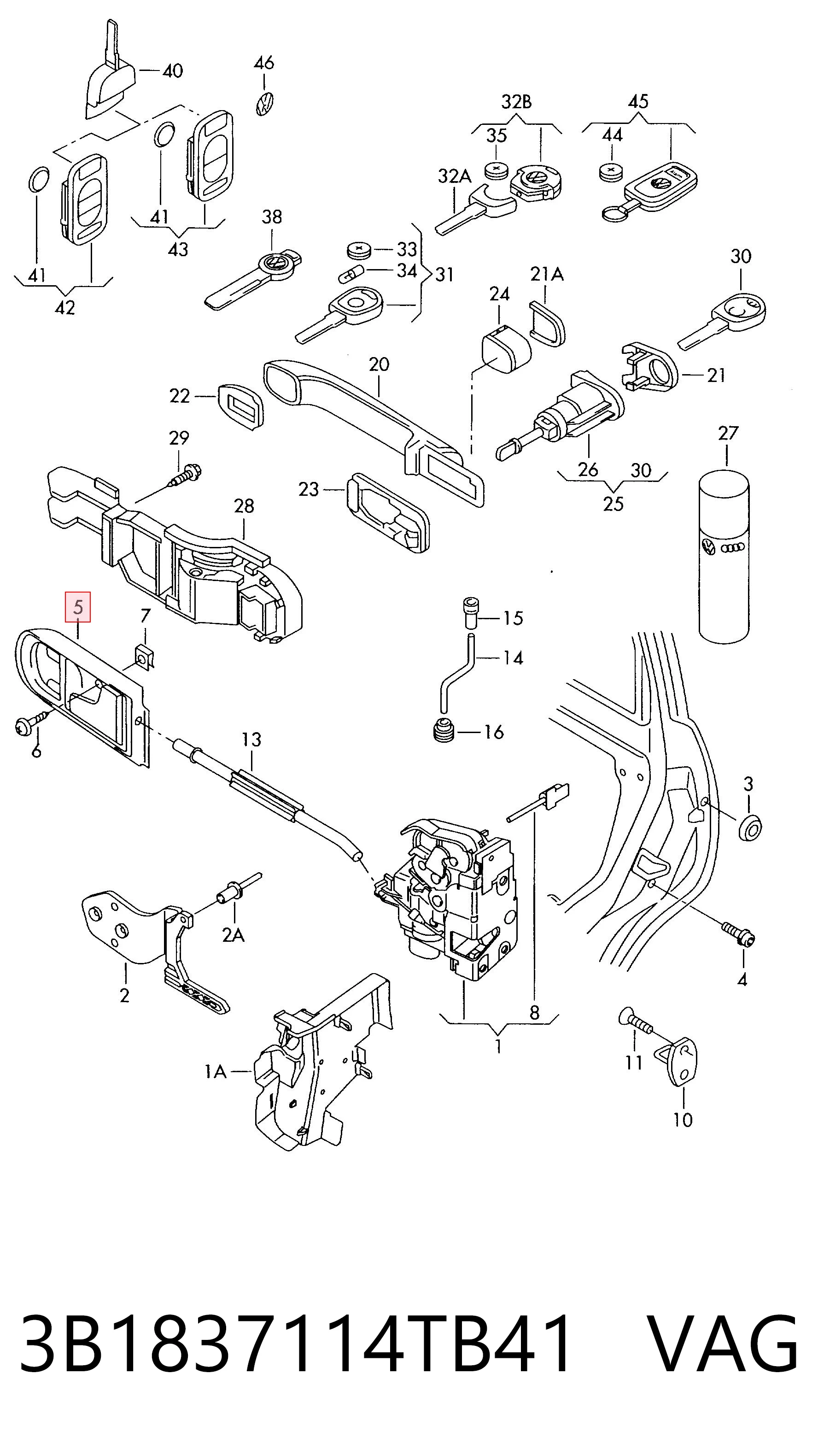 Volkswagen Bora  (1998 - 2005) Ön sağ iç kapı kolu fiyatları