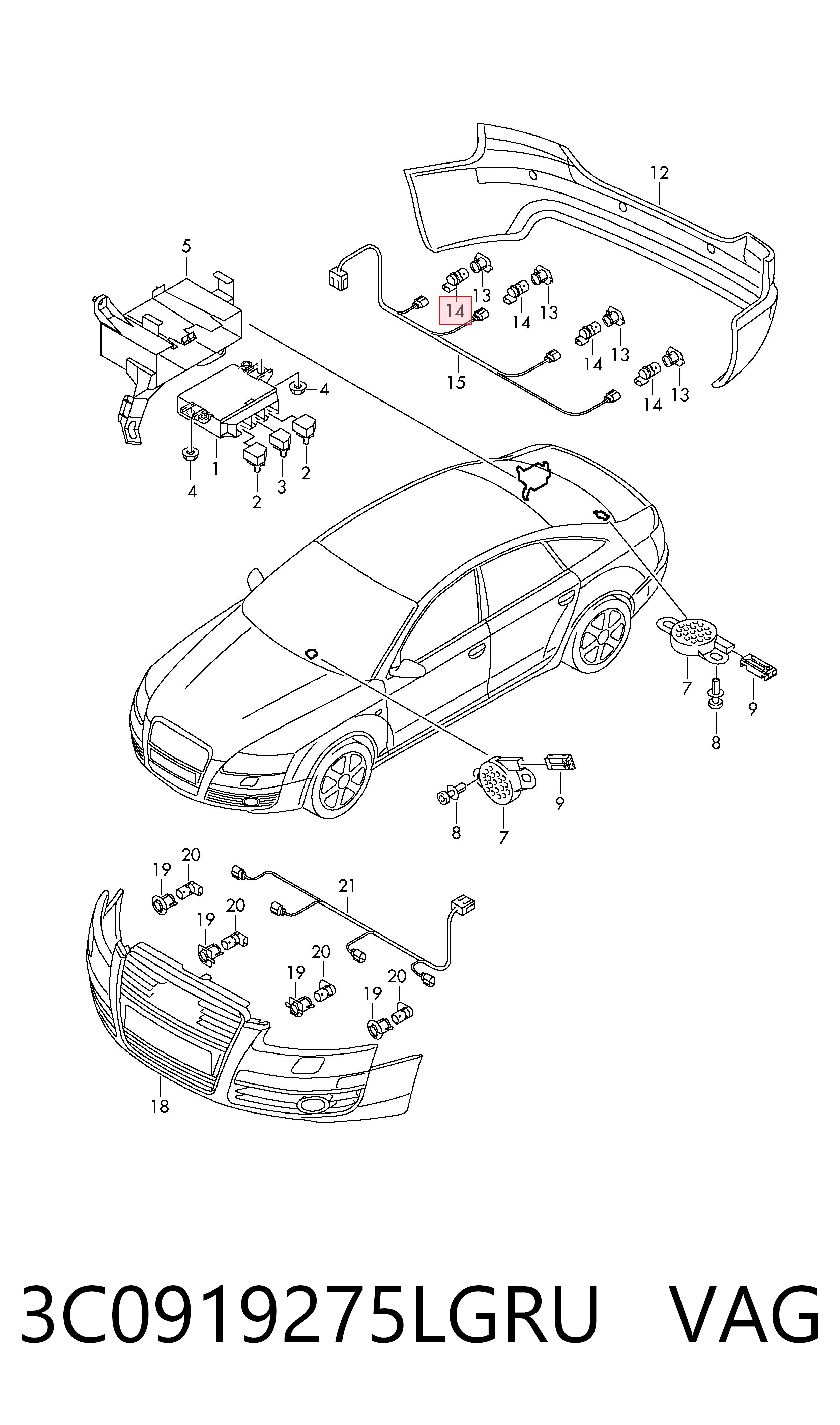 Volkswagen Passat  (2005 - 2011) Arka park sensörü (parktronik) 
