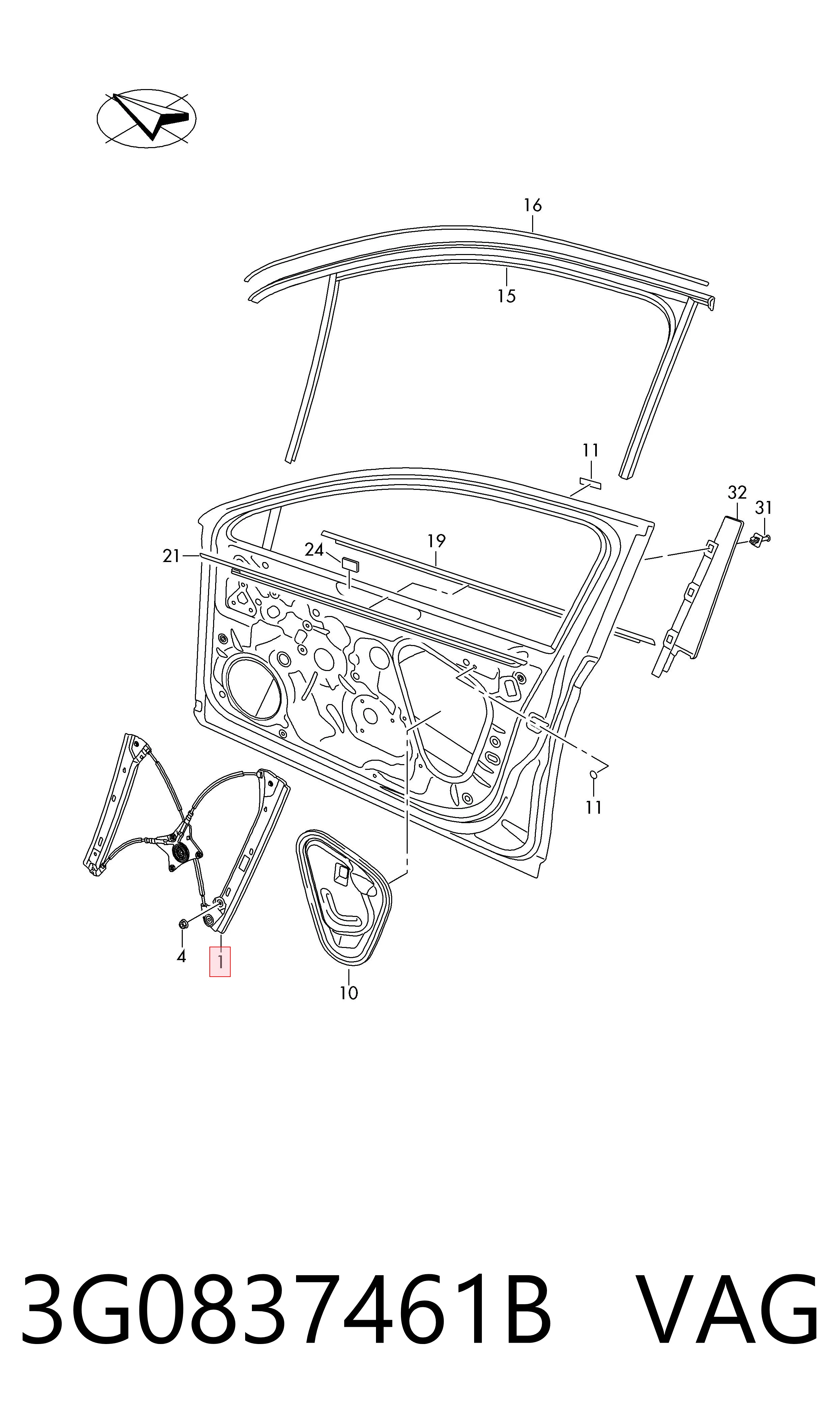 Volkswagen Passat B7 Sol Ön cam krikosu
