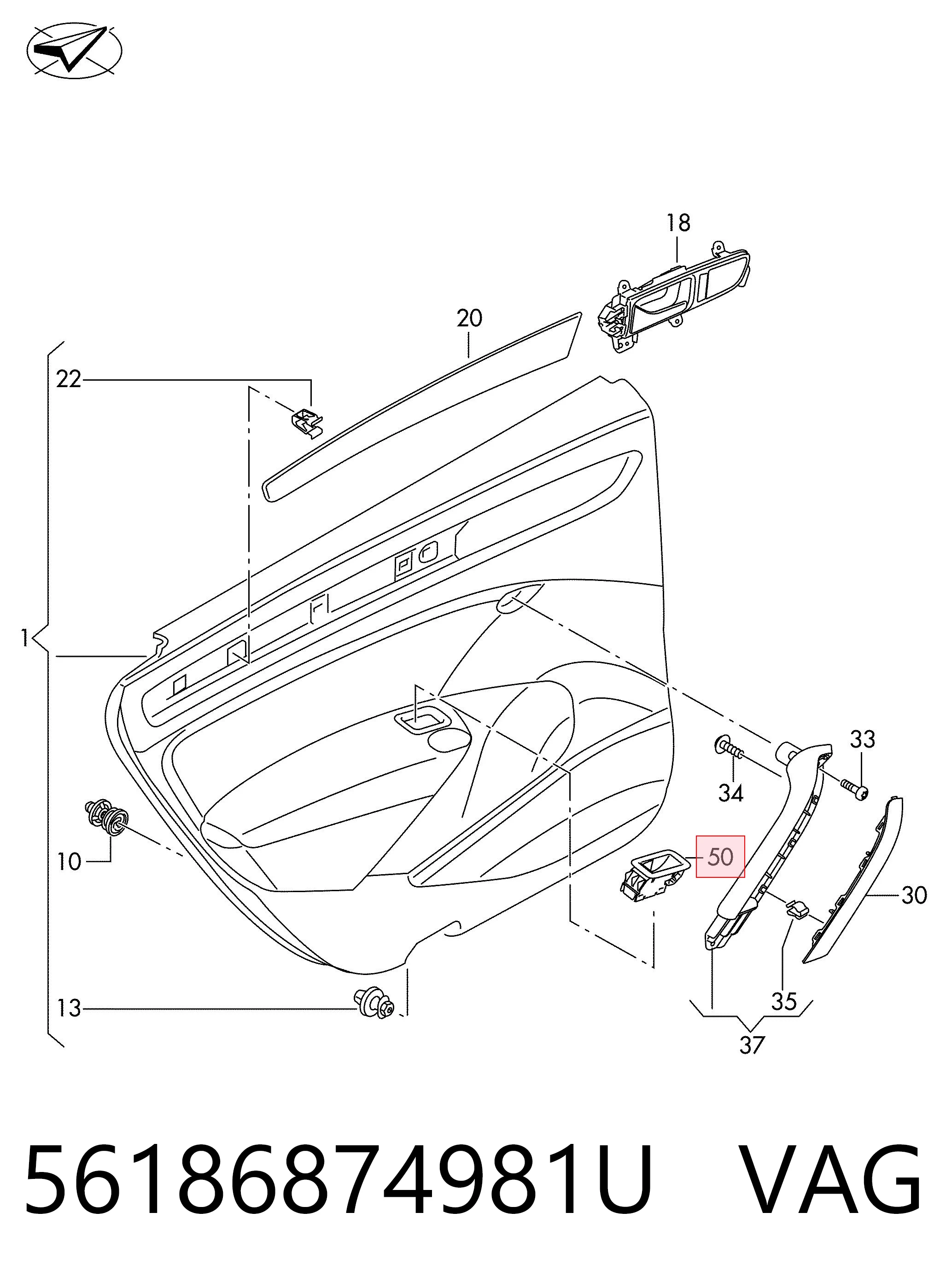 Caddy III station wagon (2KB, 2KJ, 2CB, 2CJ) (2004 - 2015) Cam Düğmesi Arka