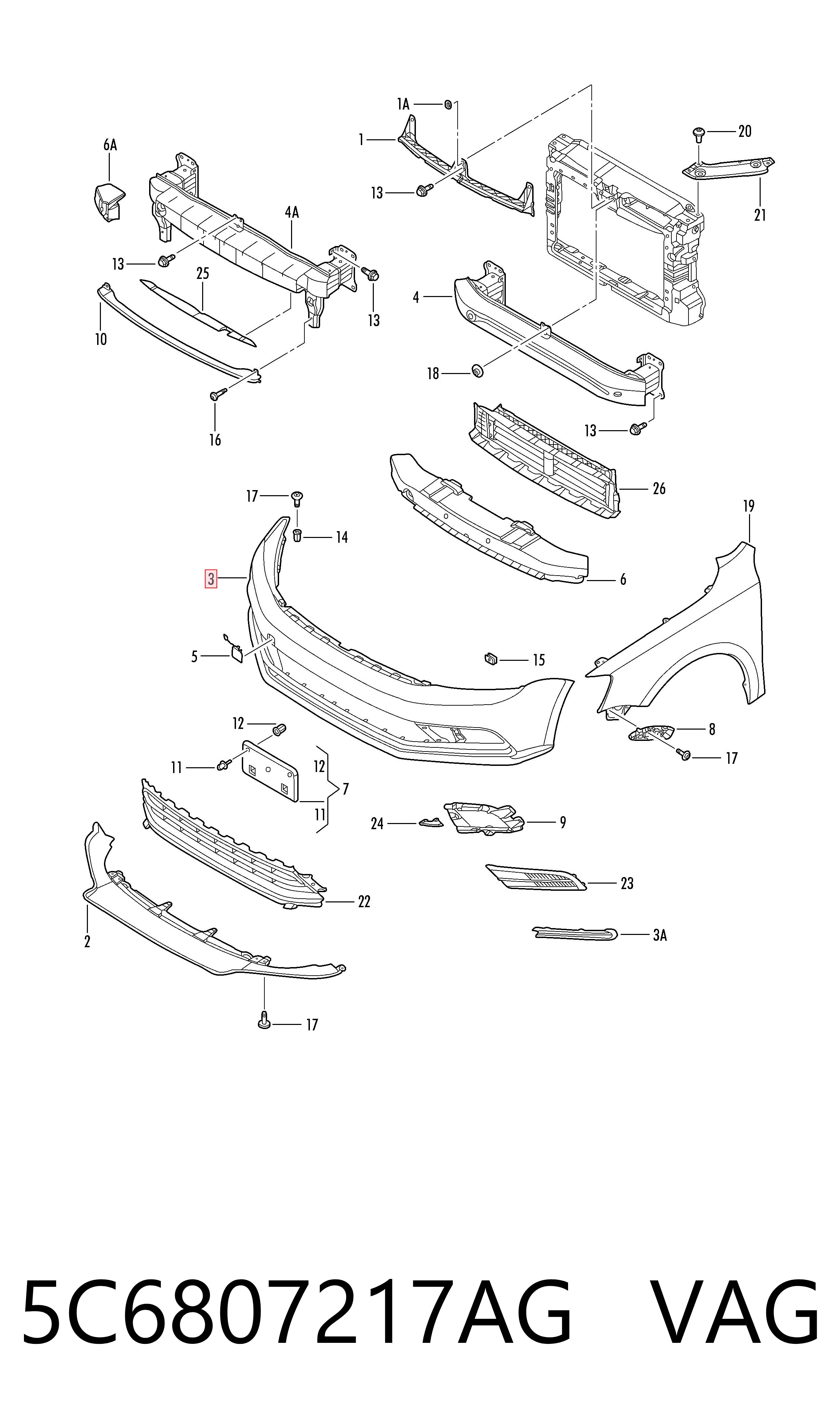Jetta VI sedan (162, 163, AV3, AV2, AY2, AY3) (2011 - 2019) Araba tampon