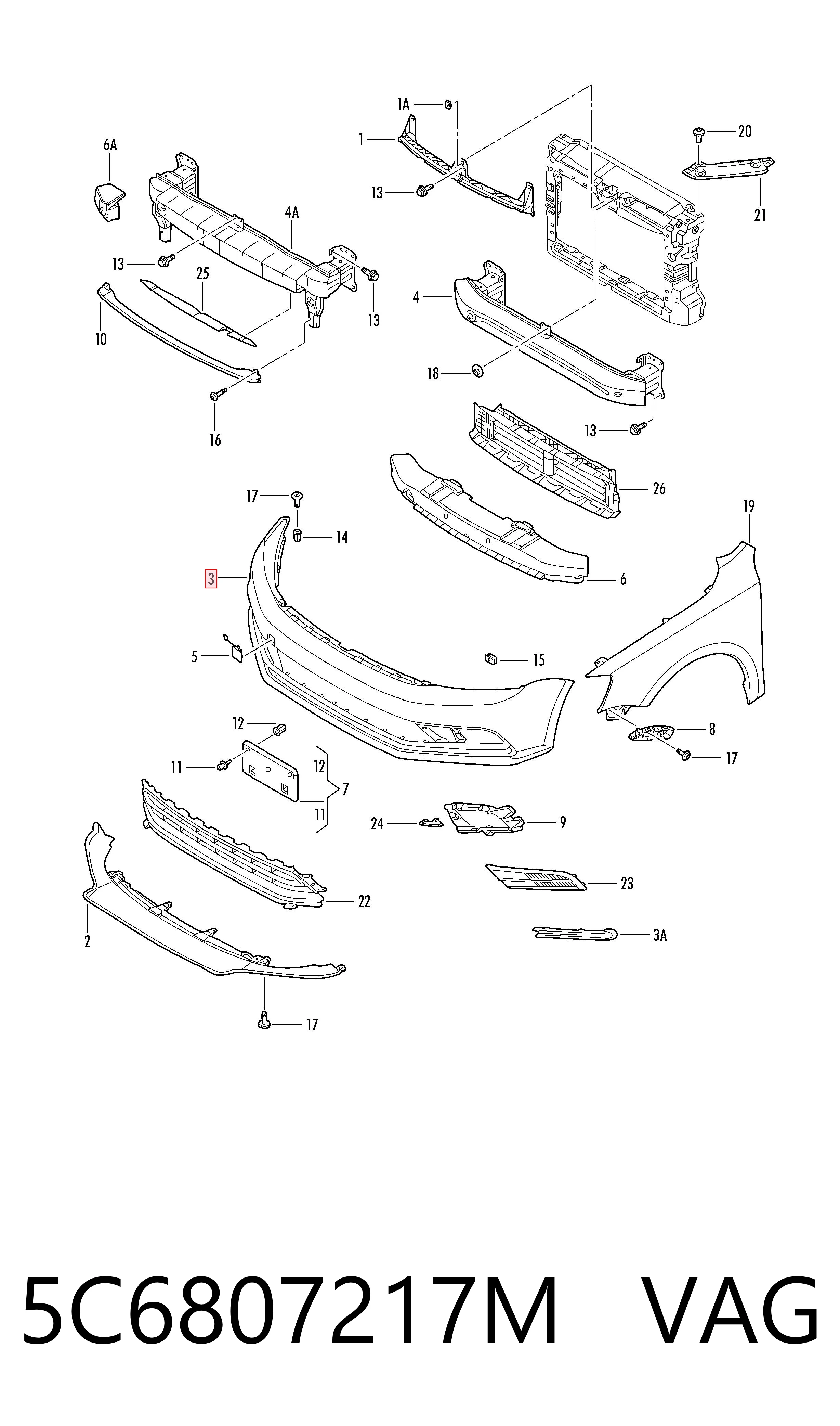 Volkswagen Jetta IV (2011 - 2019) Ön tampon çıkma