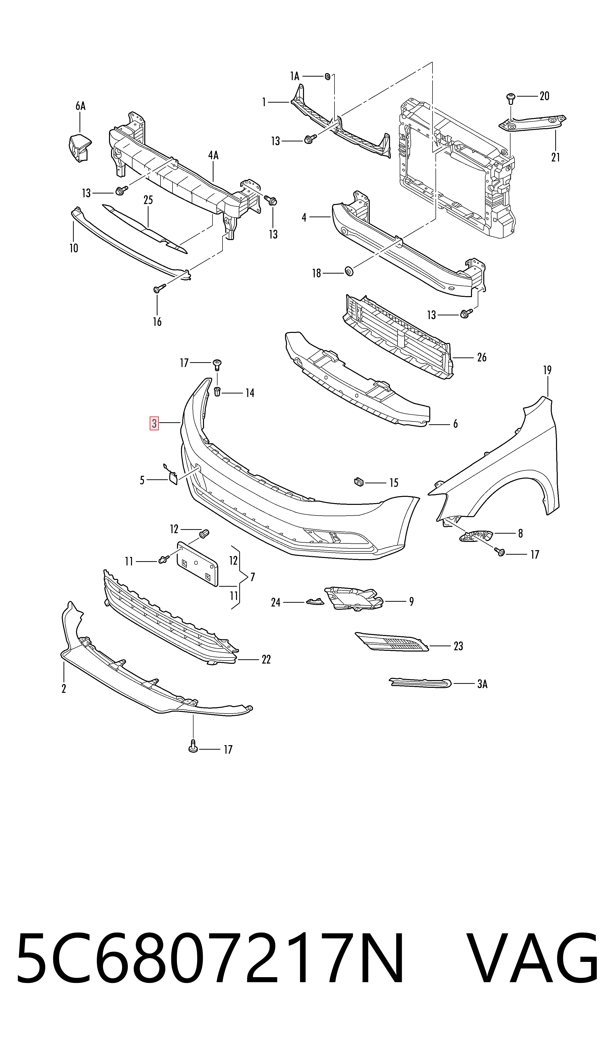 Volkswagen Jetta IV (2011 - 2019) Ön tampon 