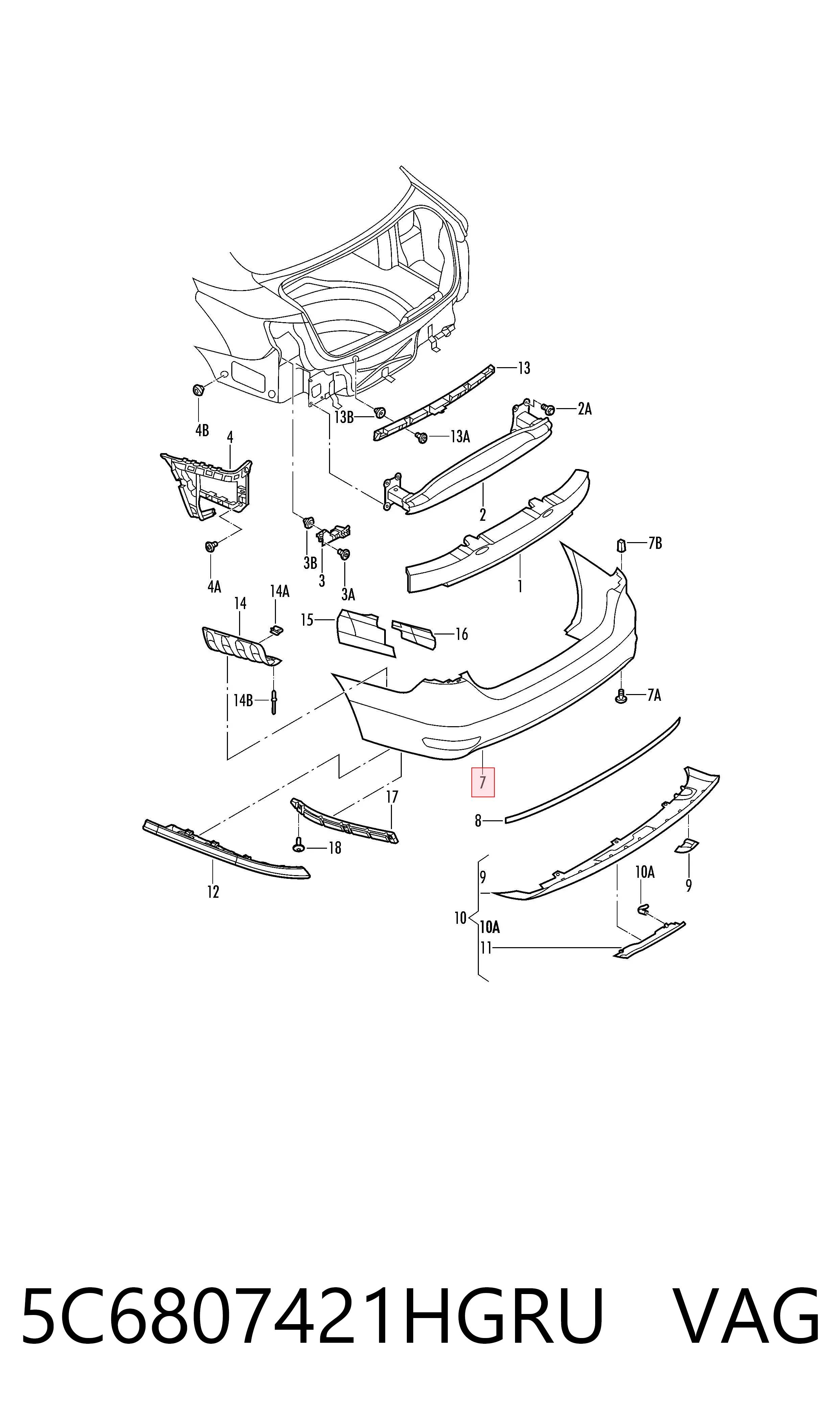 Volkswagen Jetta IV (2011 - 2019) Arka tampon çıkma