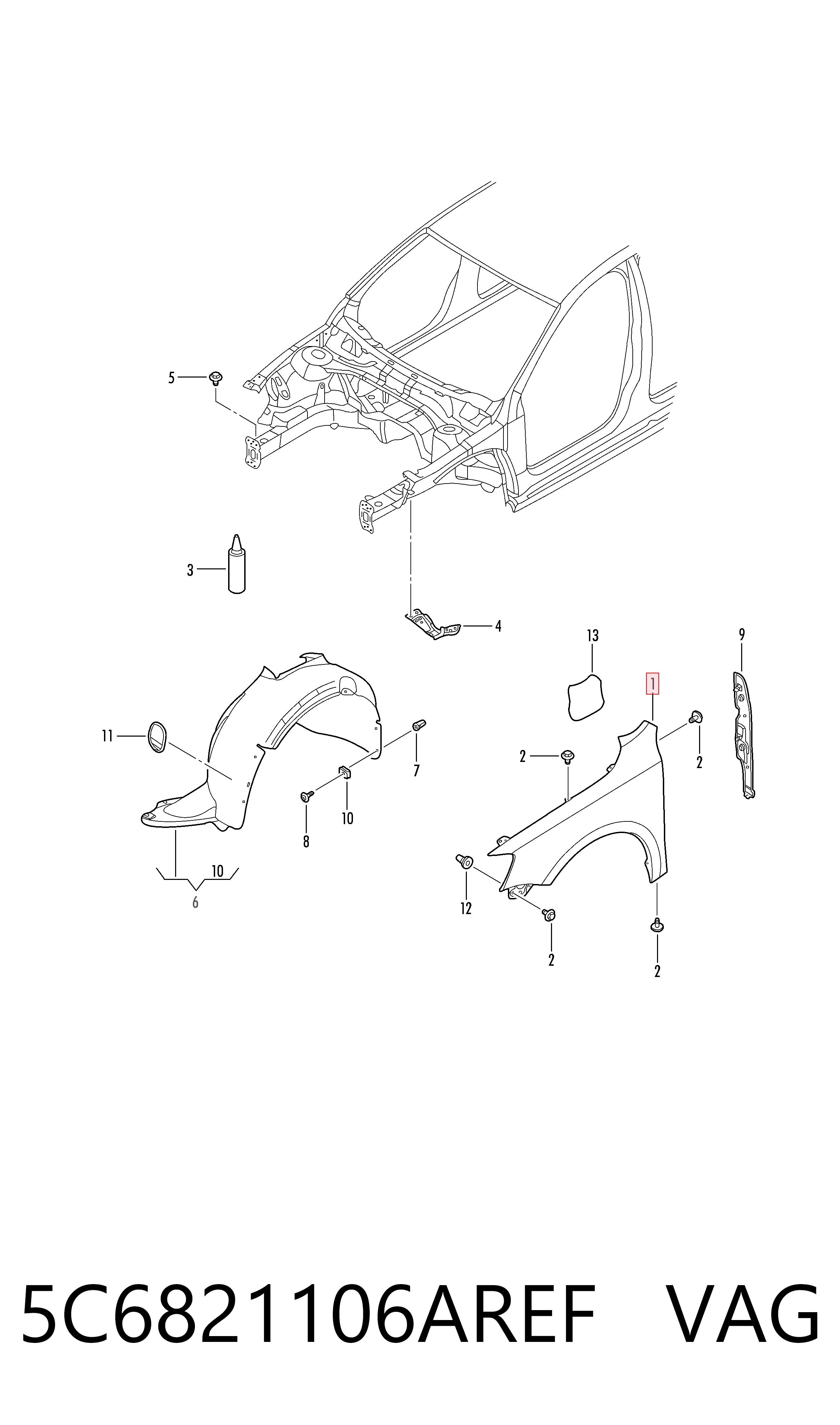 Volkswagen Jetta IV (2011 - 2019) Sağ ön çamurluk satın al