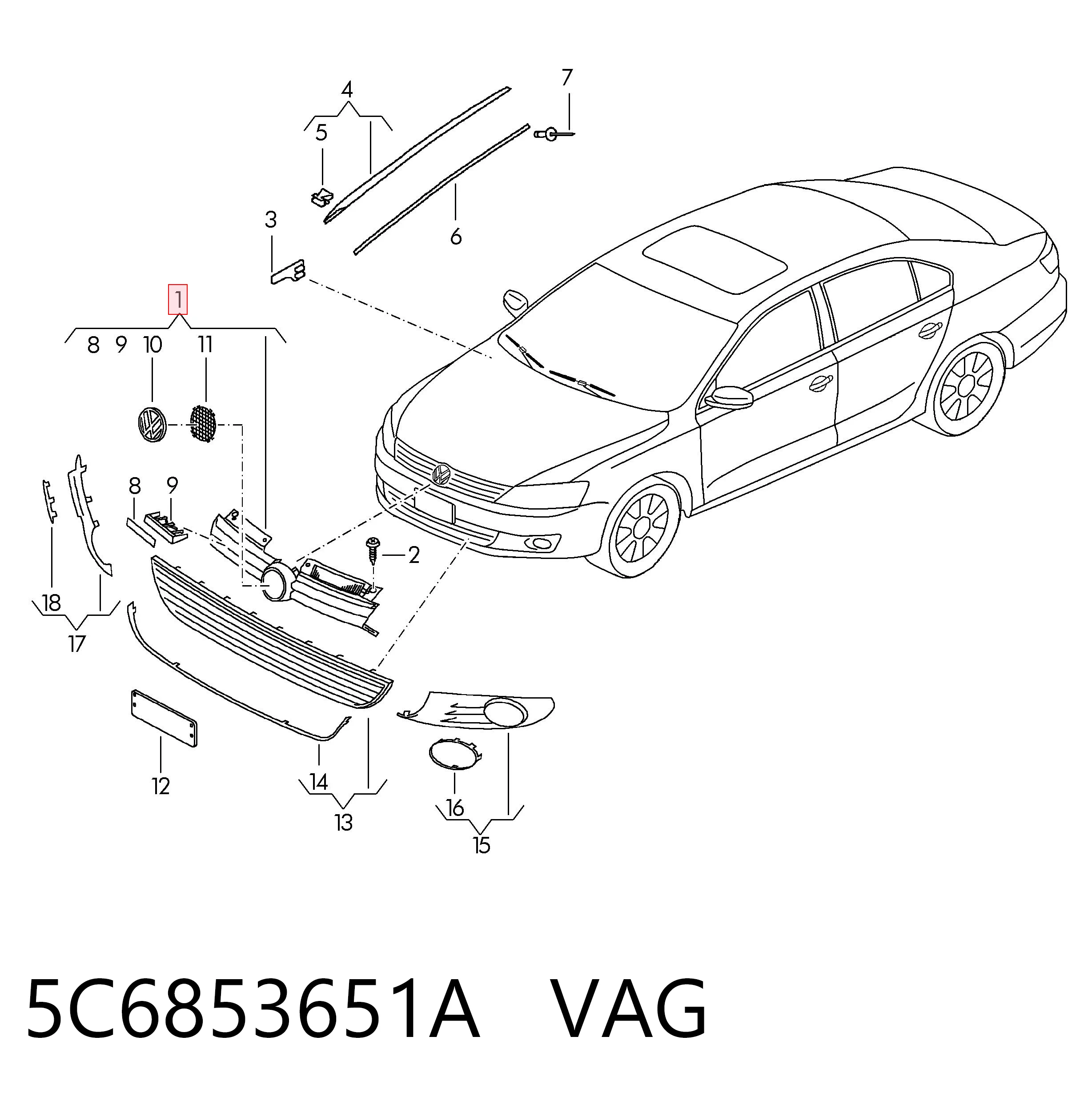 Volkswagen Jetta IV (2011 - 2019) Radyatör ızgarası fiyatları