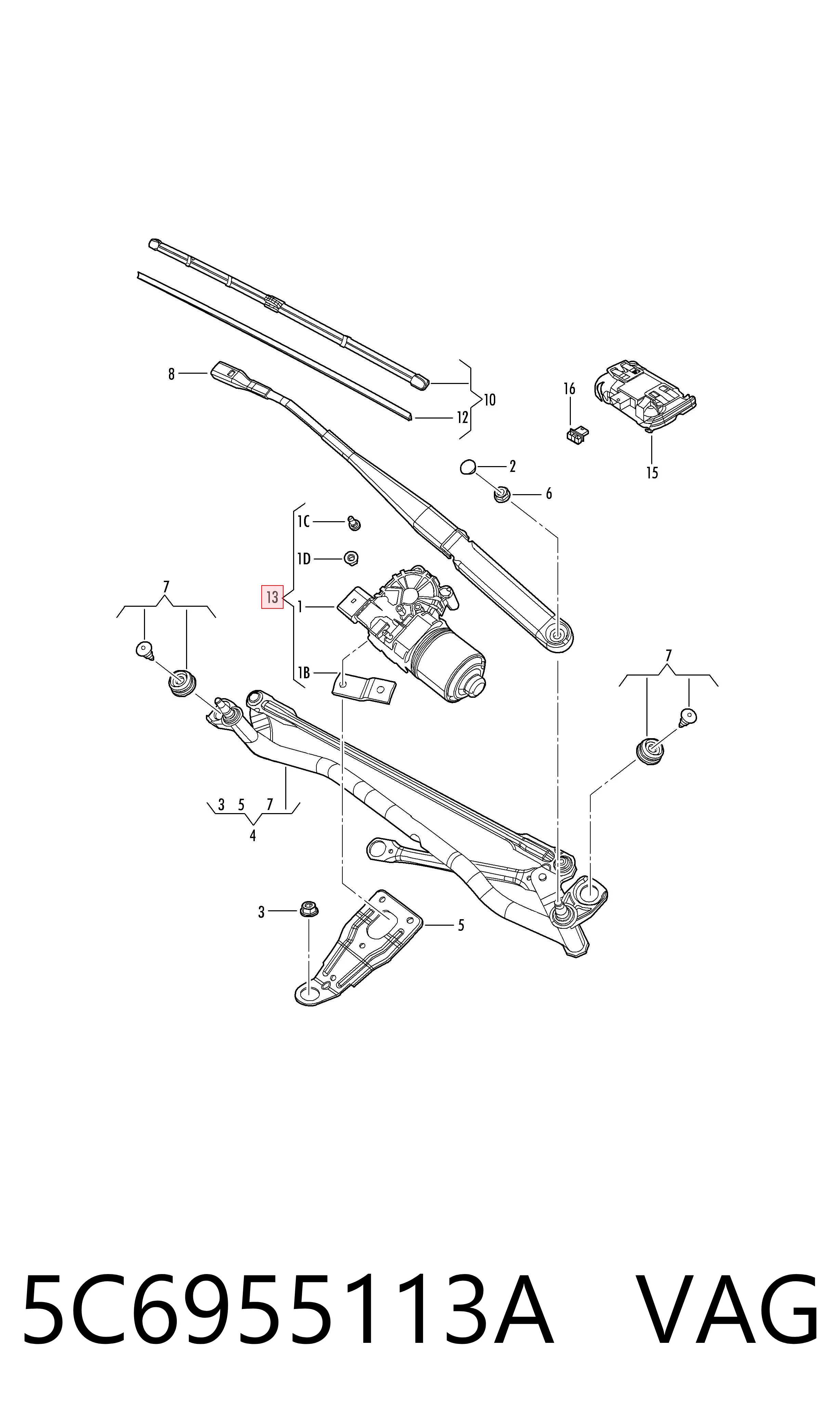 Jetta VI Silecek Motoru