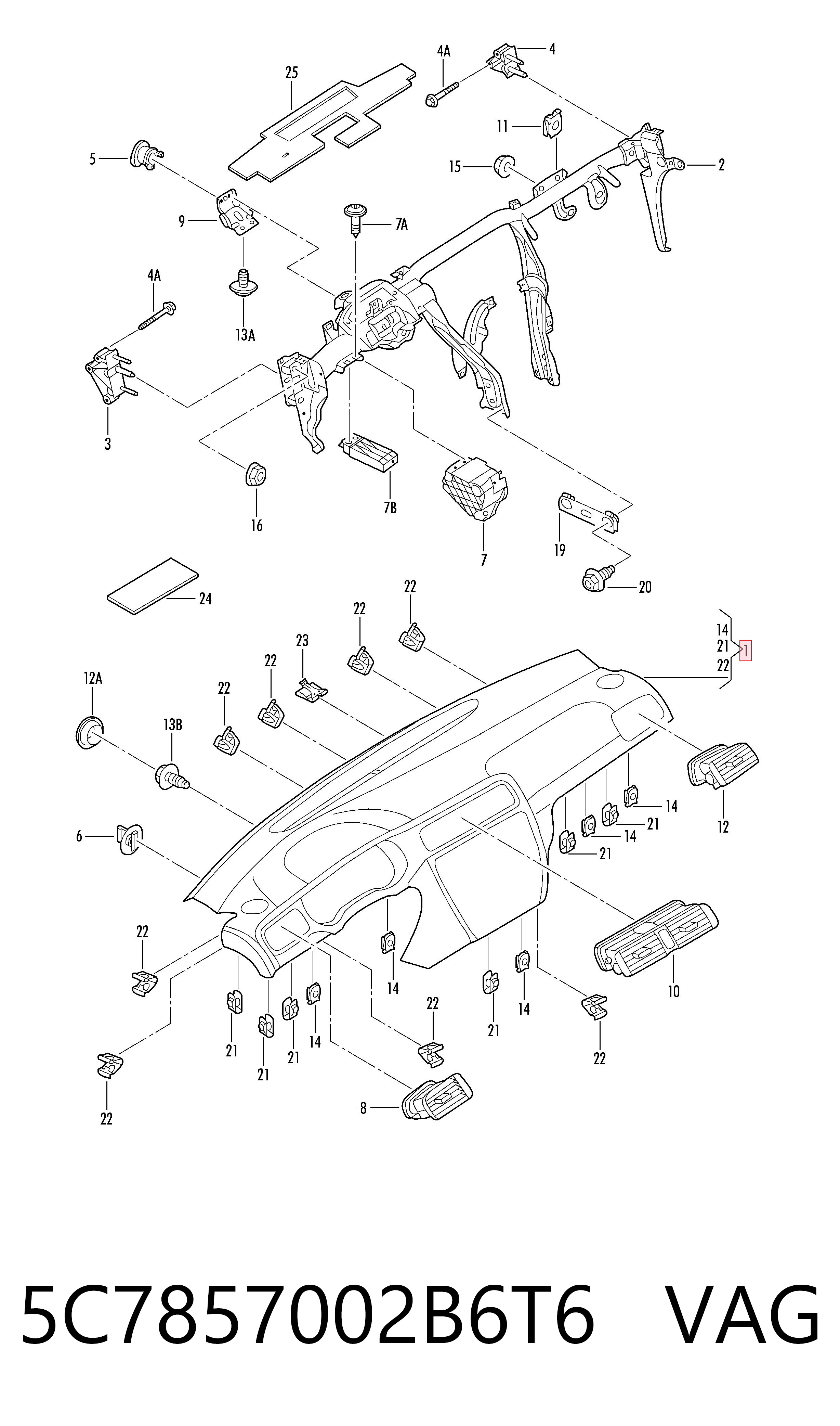 Volkswagen Jetta IV (2011 - 2019) Ön iç panel (torpido) fiyatı