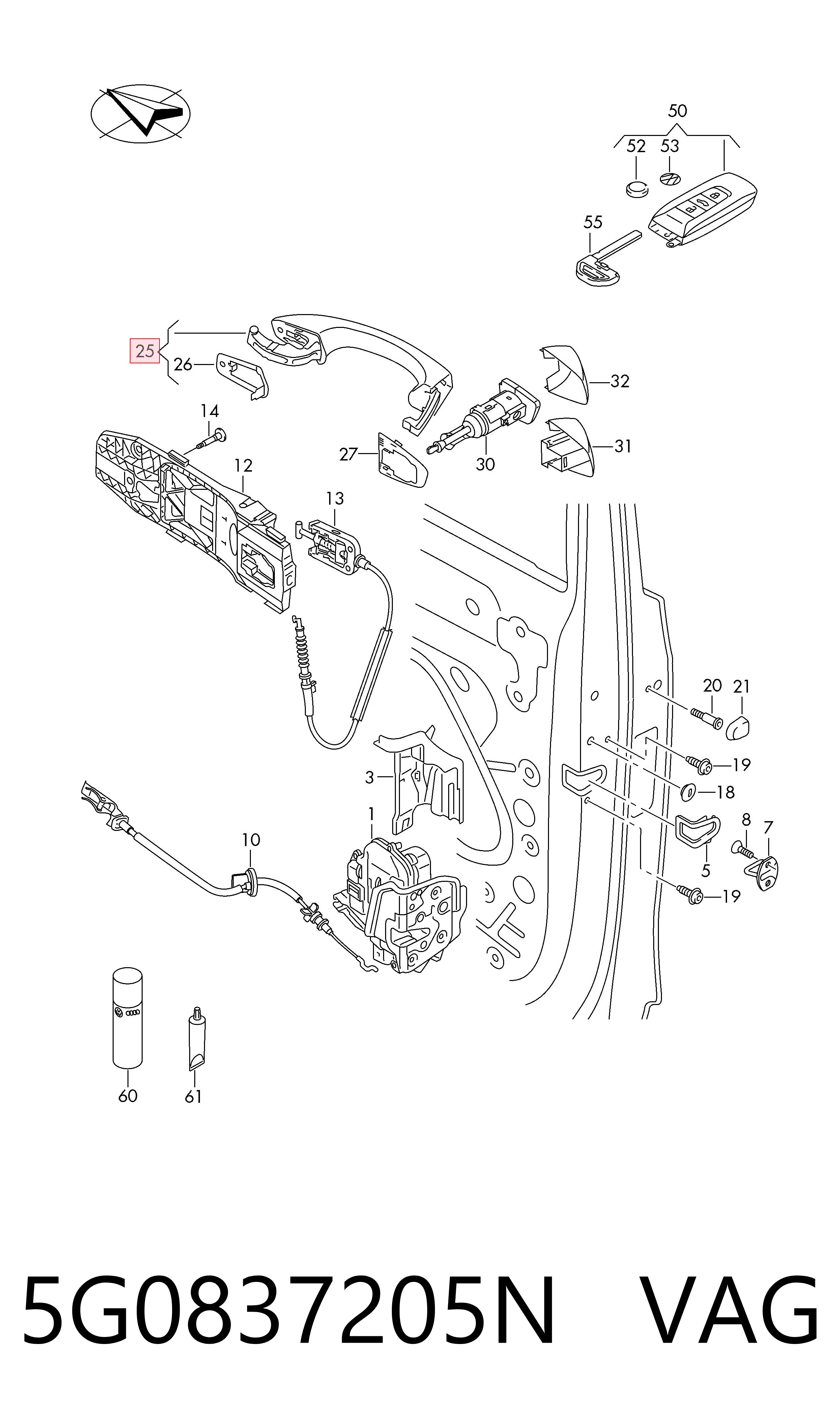 Volkswagen Golf VII Arka sol dış kapı kolu