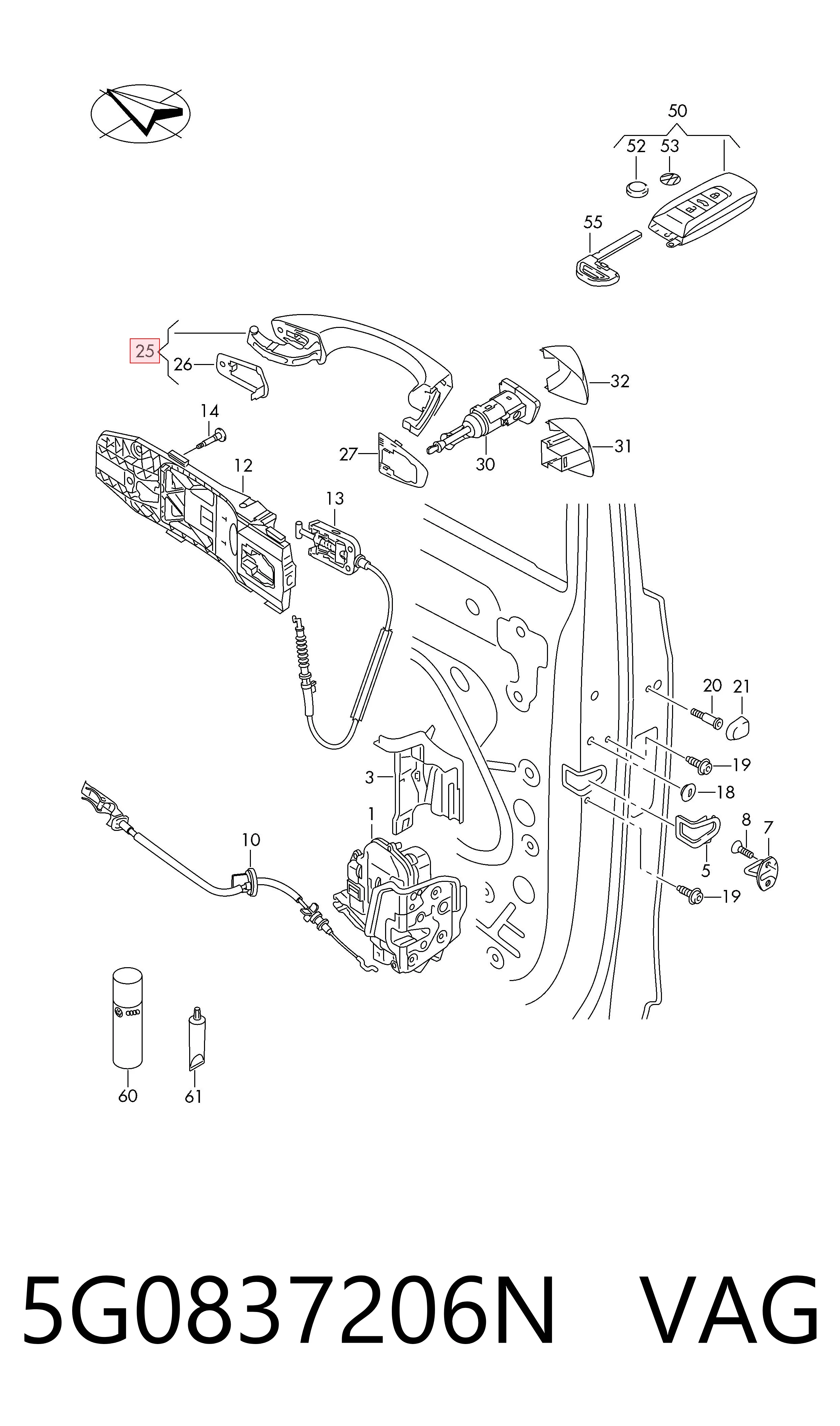 Volkswagen Golf VII (2014 - 2020) Arka sağ dış kapı kolu satın al