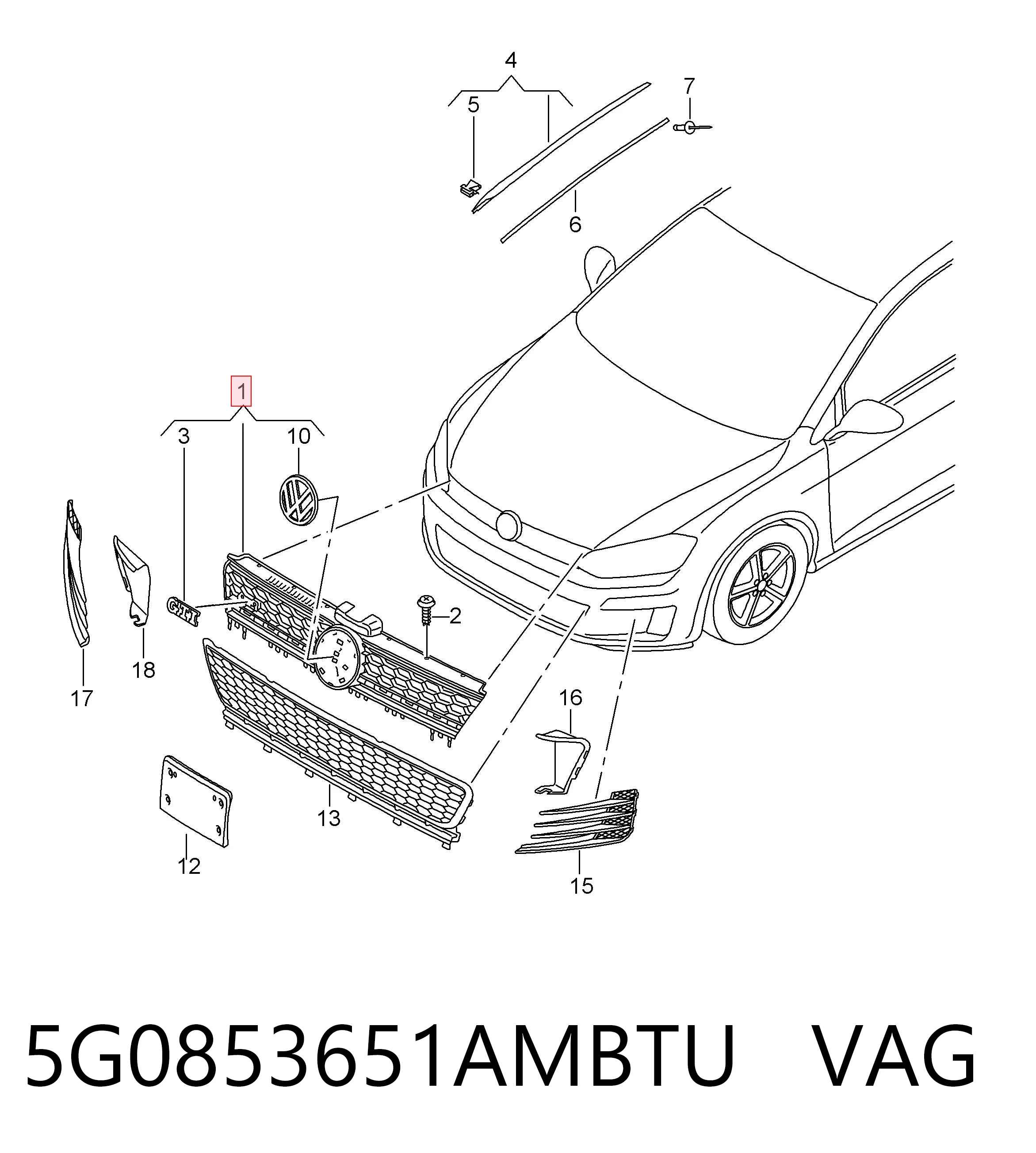 Volkswagen Golf VII ön tampon ızgarası