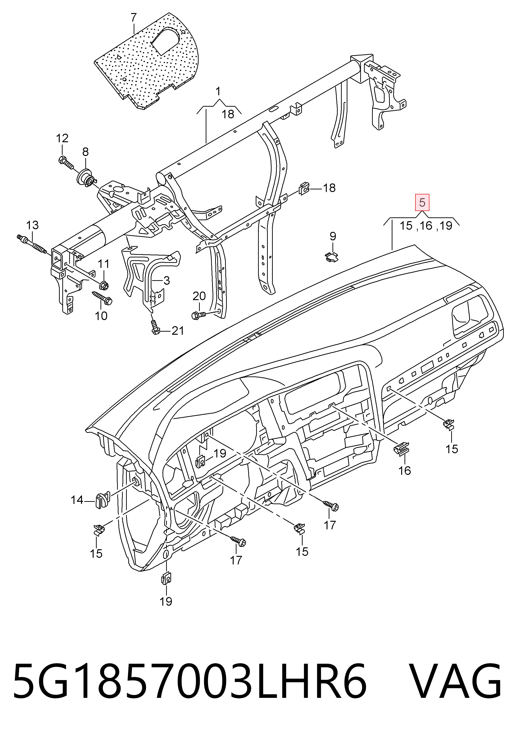 Volkswagen Golf VII (2014 - 2020) Ön iç panel (torpido) fiyatı