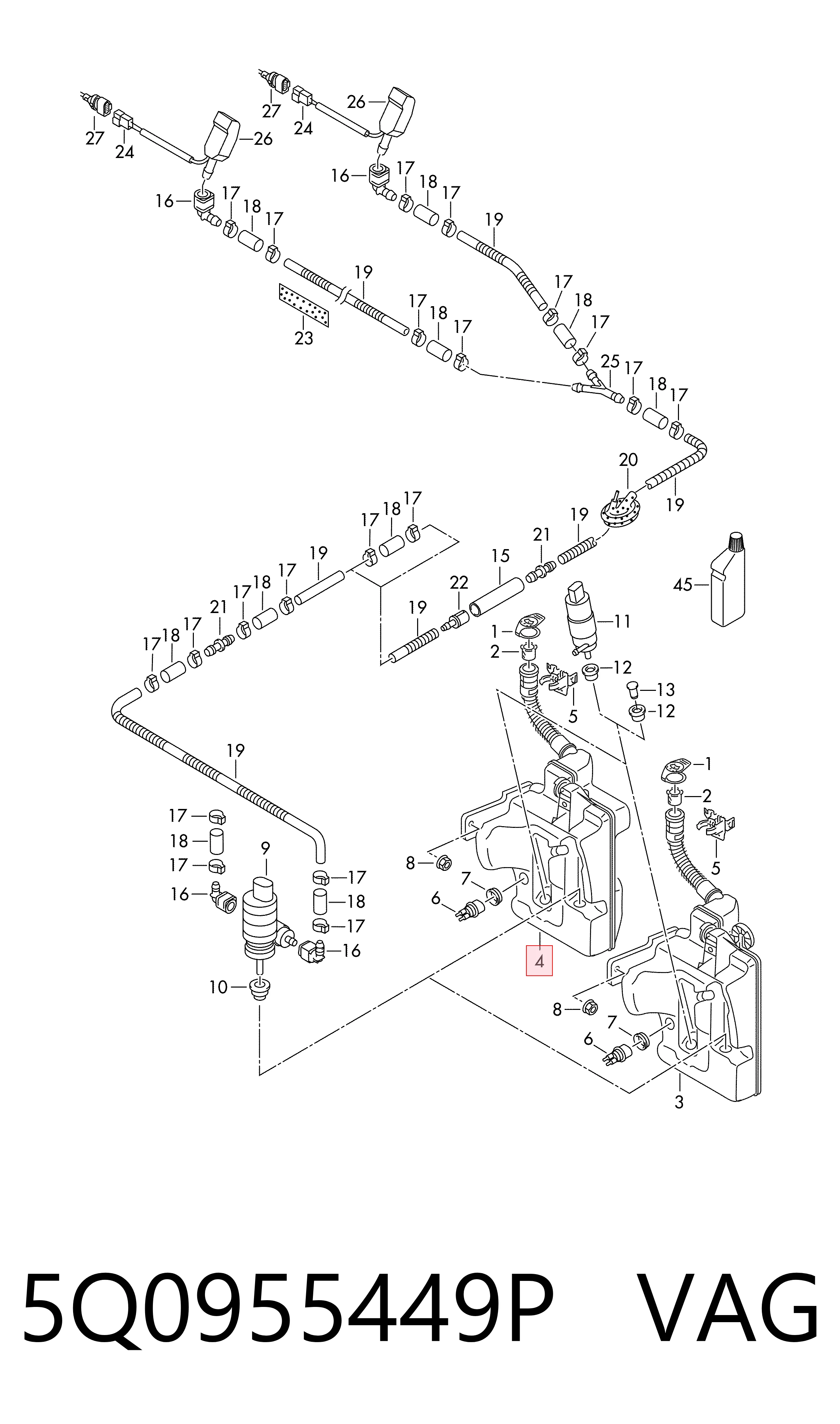 Audi A3  Cam suyu deposu