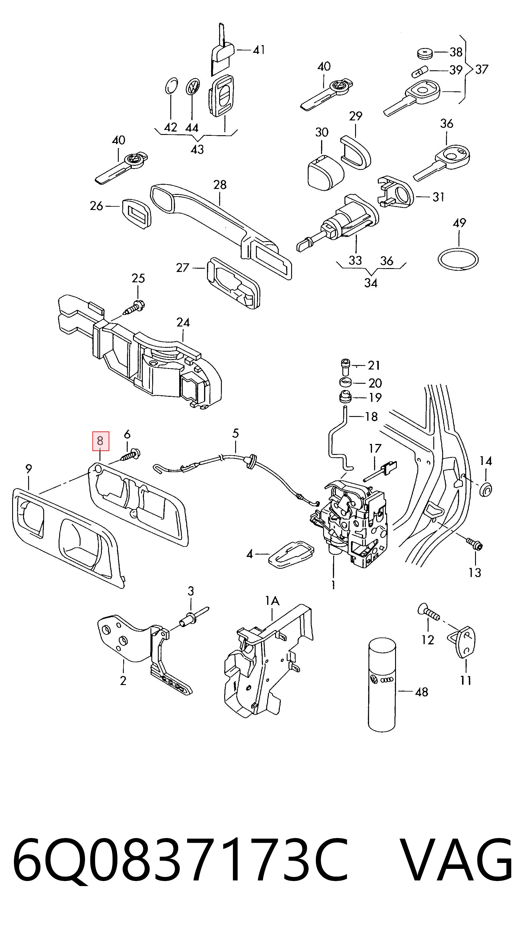 Volkswagen Polo IV (2001 - 2014) Ön sol iç kapı kolu fiyatı