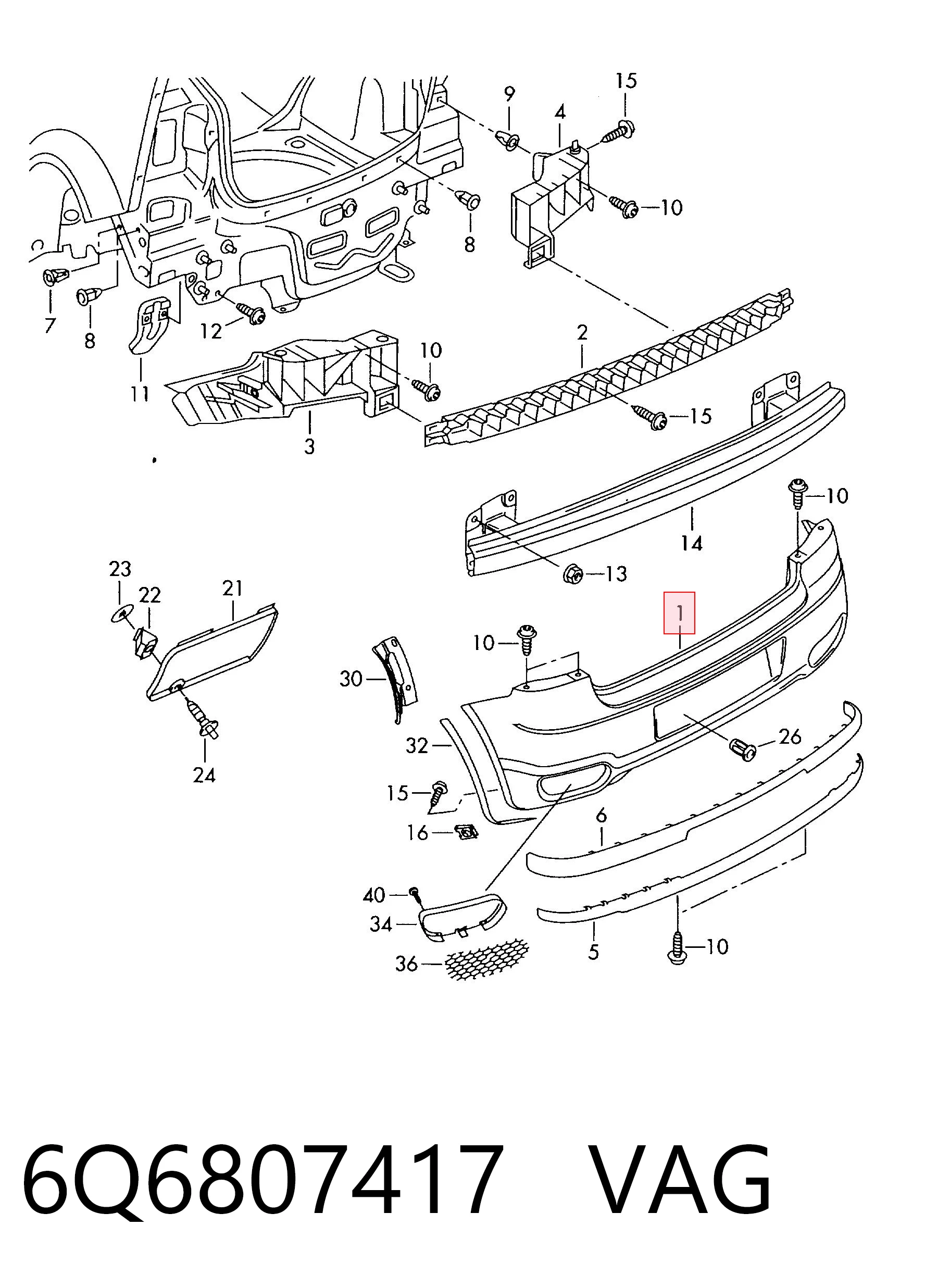 Volkswagen Polo IV Arka tampon