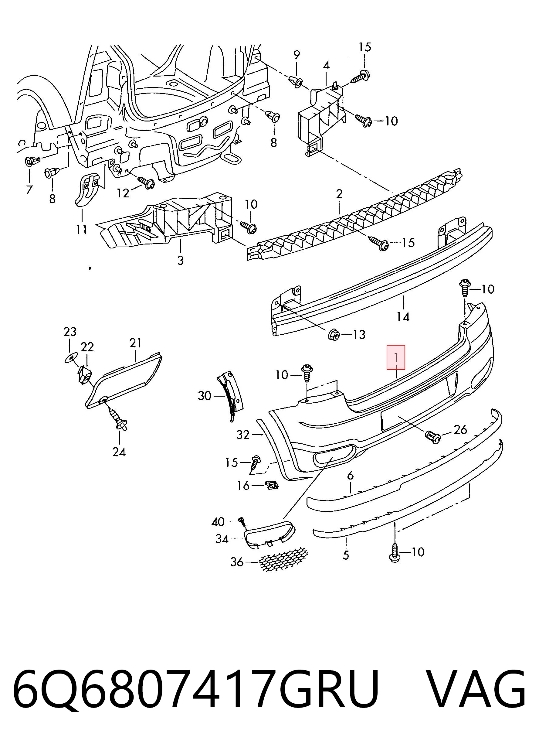 Volkswagen Polo IV (2001 - 2014) Arka tampon satın al