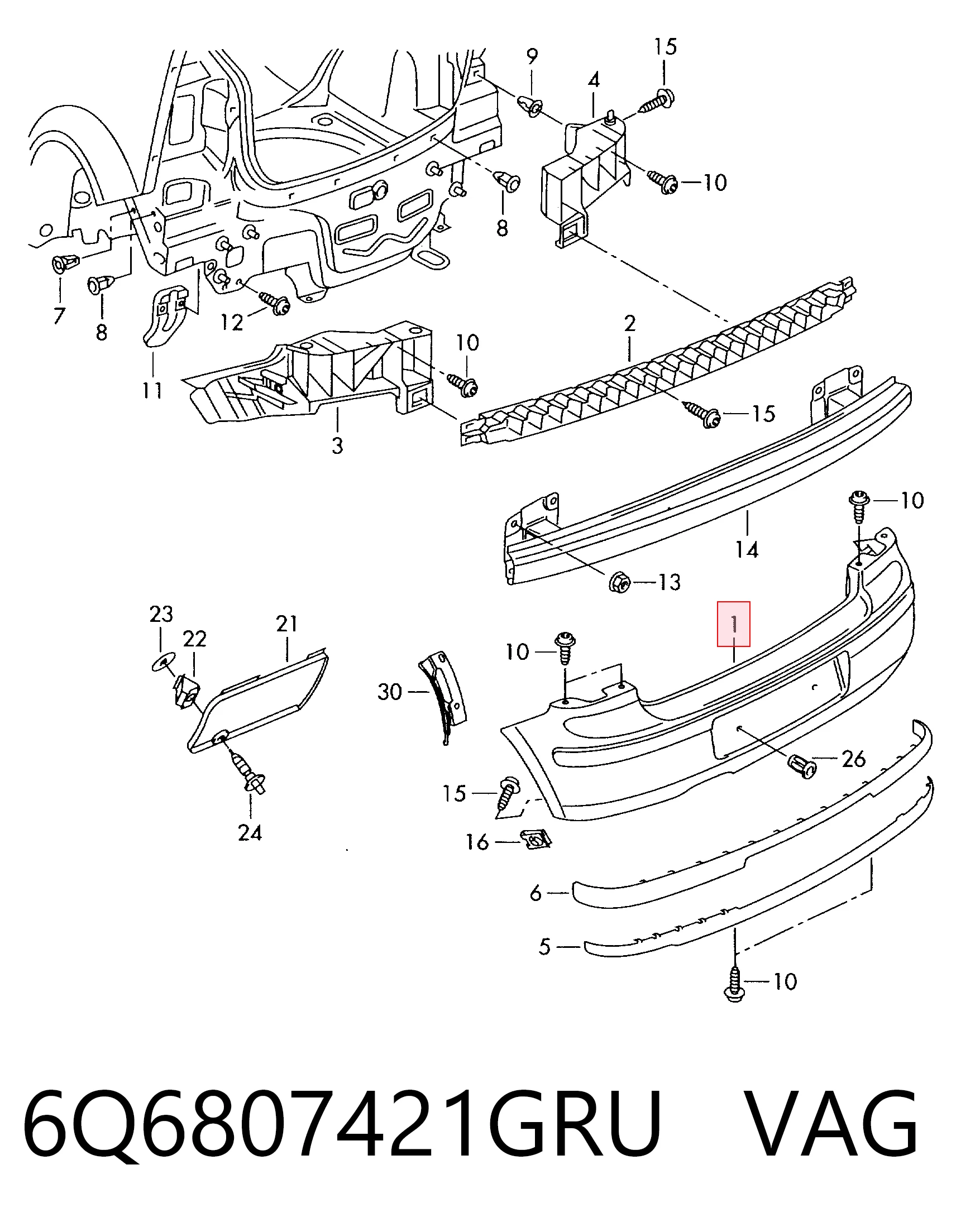 Volkswagen Polo IV (2001 - 2014) Arka tampon çıkma