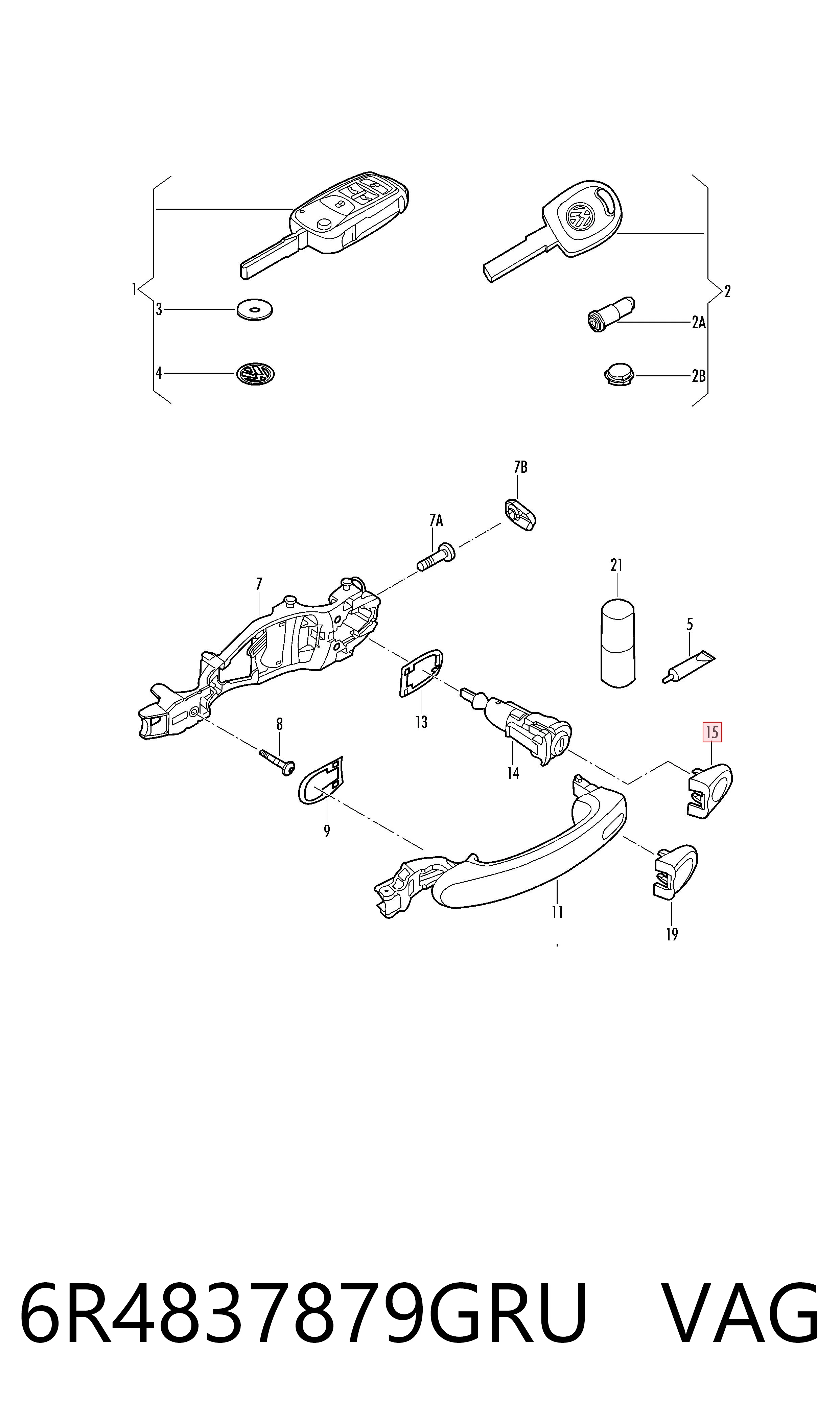 Volkswagen Jetta IV (2011 - 2019) Ön sol dış kapı kolu çıkma