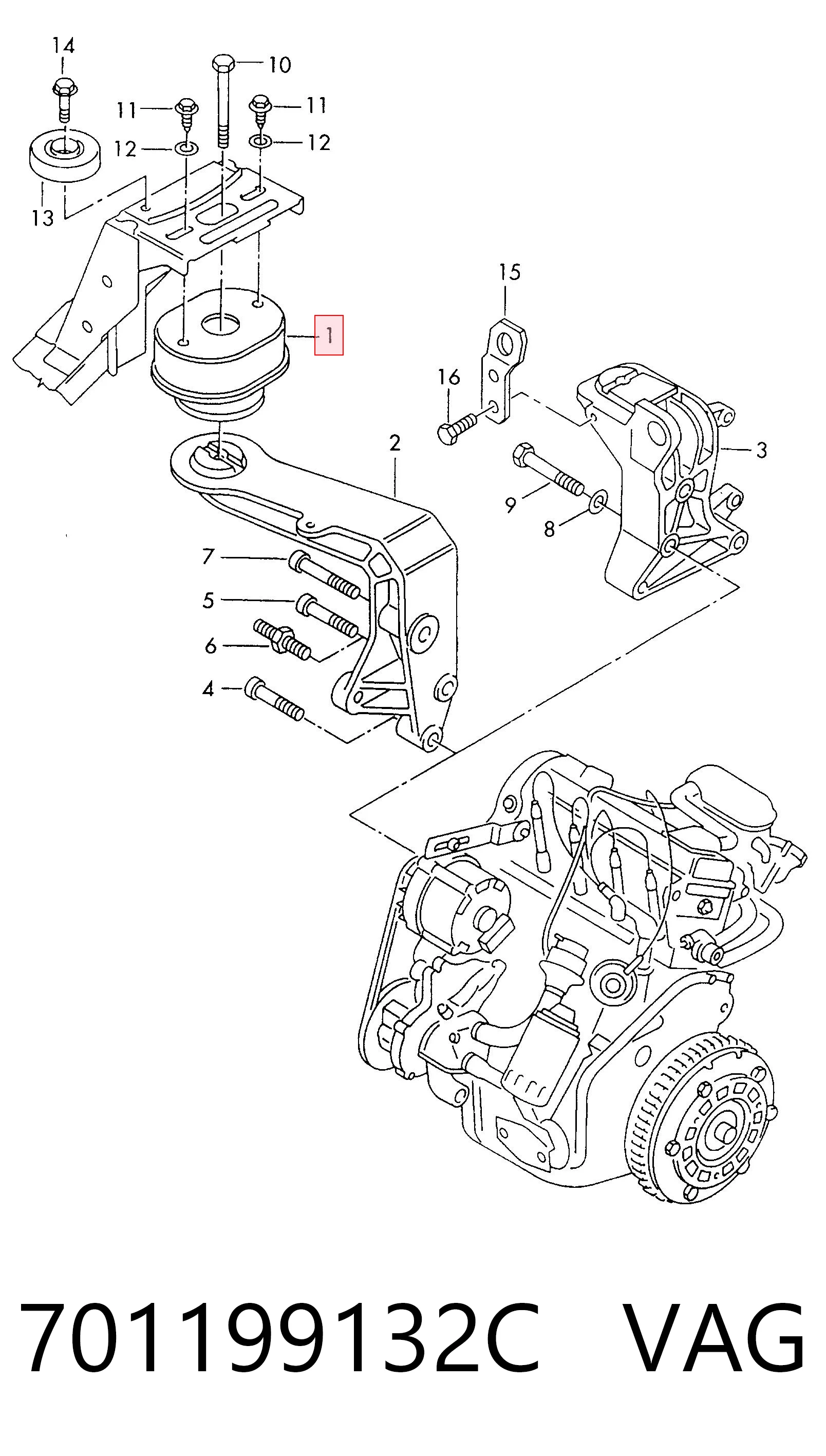 Volkswagen Transporter T4 Sağ Motor Kulağı