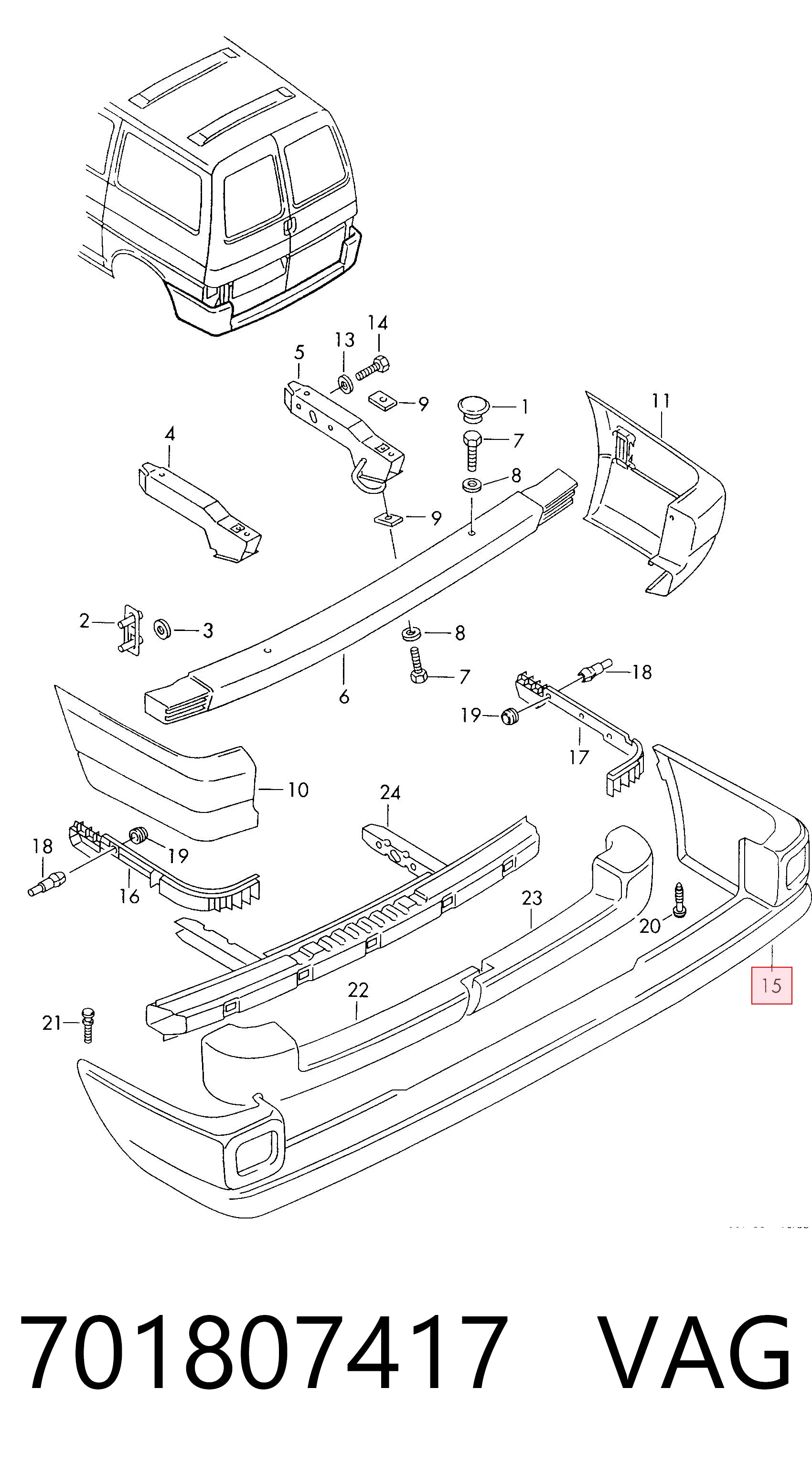 Volkswagen Transporter  (1990 - 2004) Arka tampon satın al
