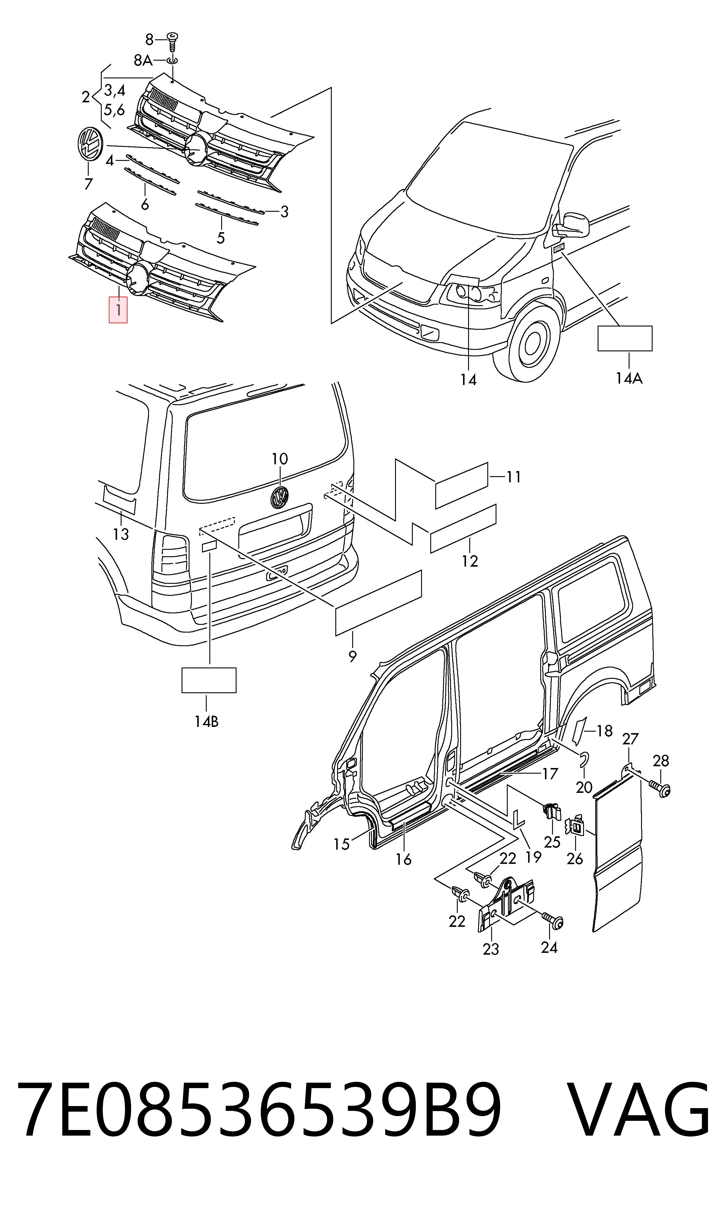 Volkswagen Transporter T5 ön tampon ızgarası