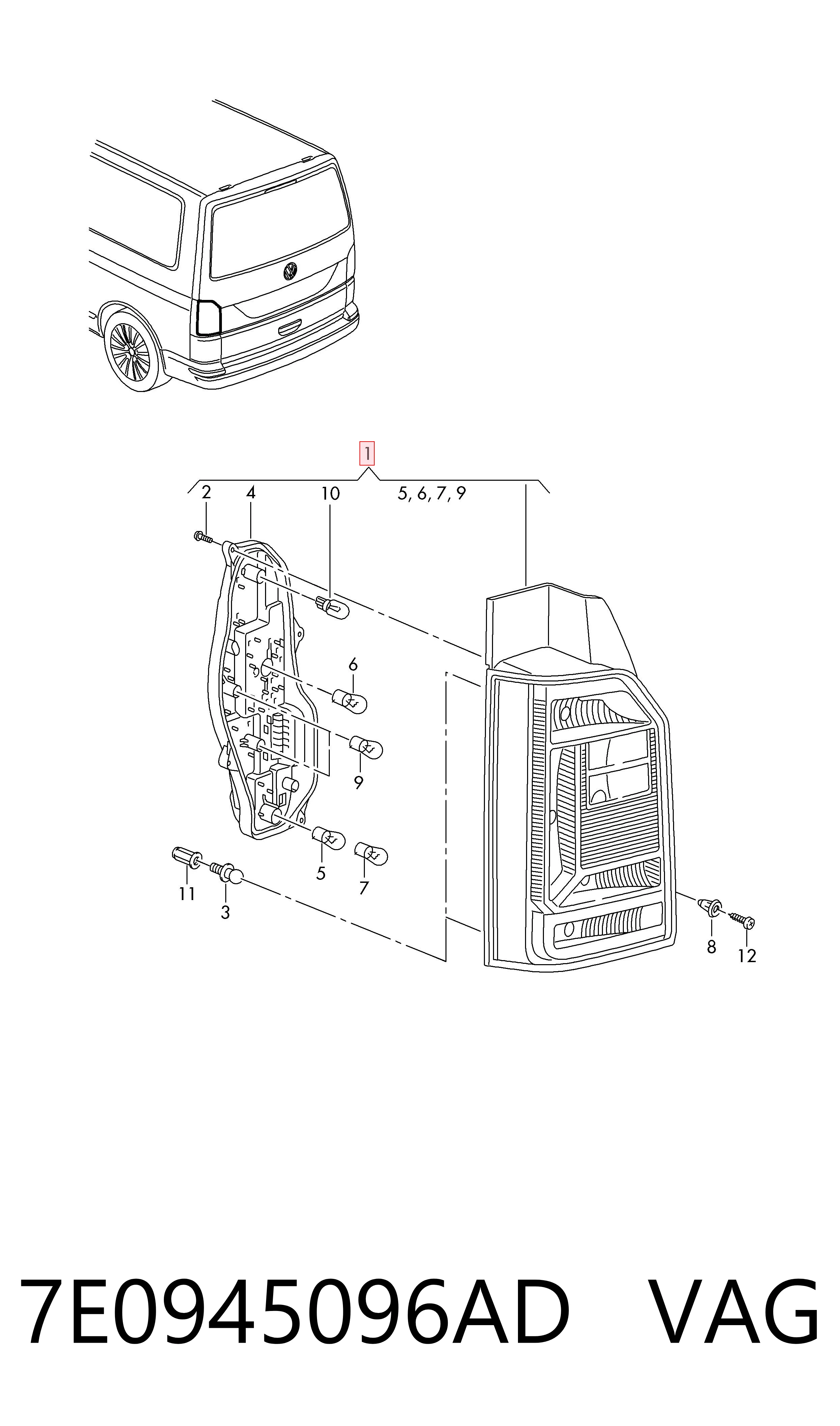 Volkswagen Transporter  (2015 - 2024) Sağ arka stop lambası fiyatları