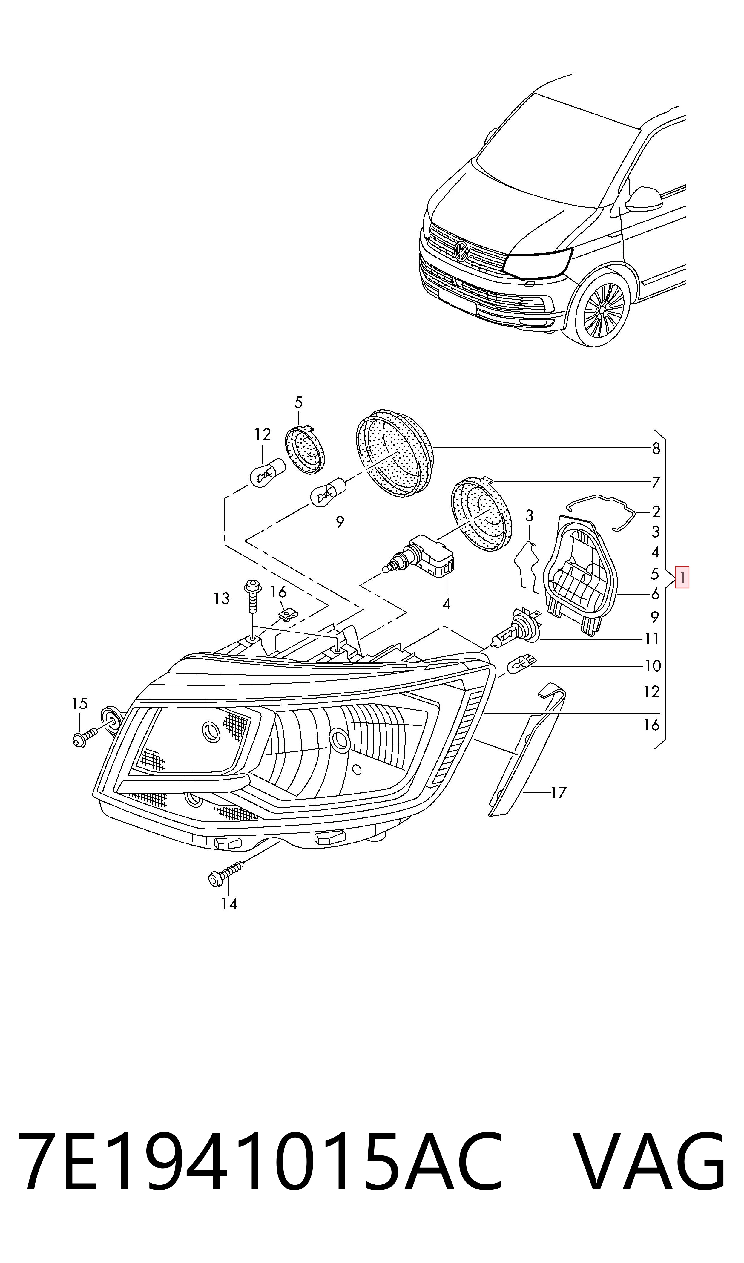 Transporter T6 van (SGA, SGH, SHA, SHH) (2015 - 2024) Sol ön far