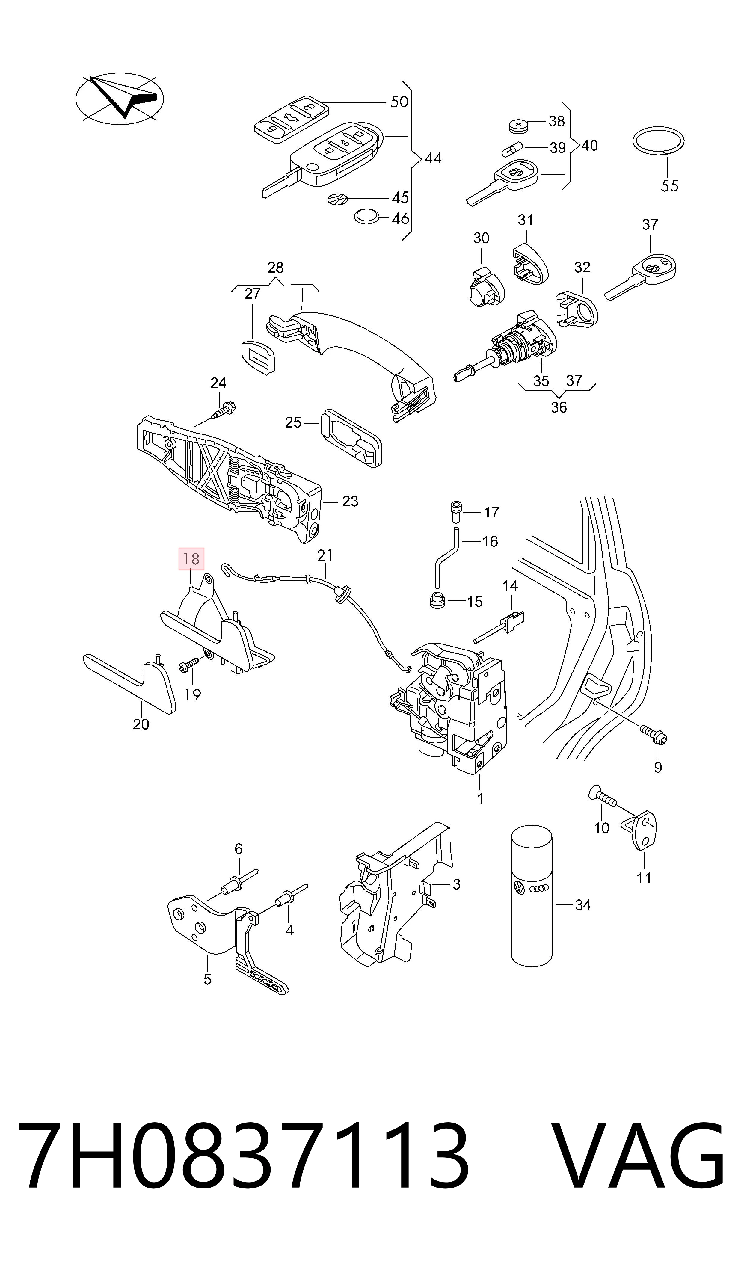 Volkswagen Transporter T5 Ön sol iç kapı kolu orijinal