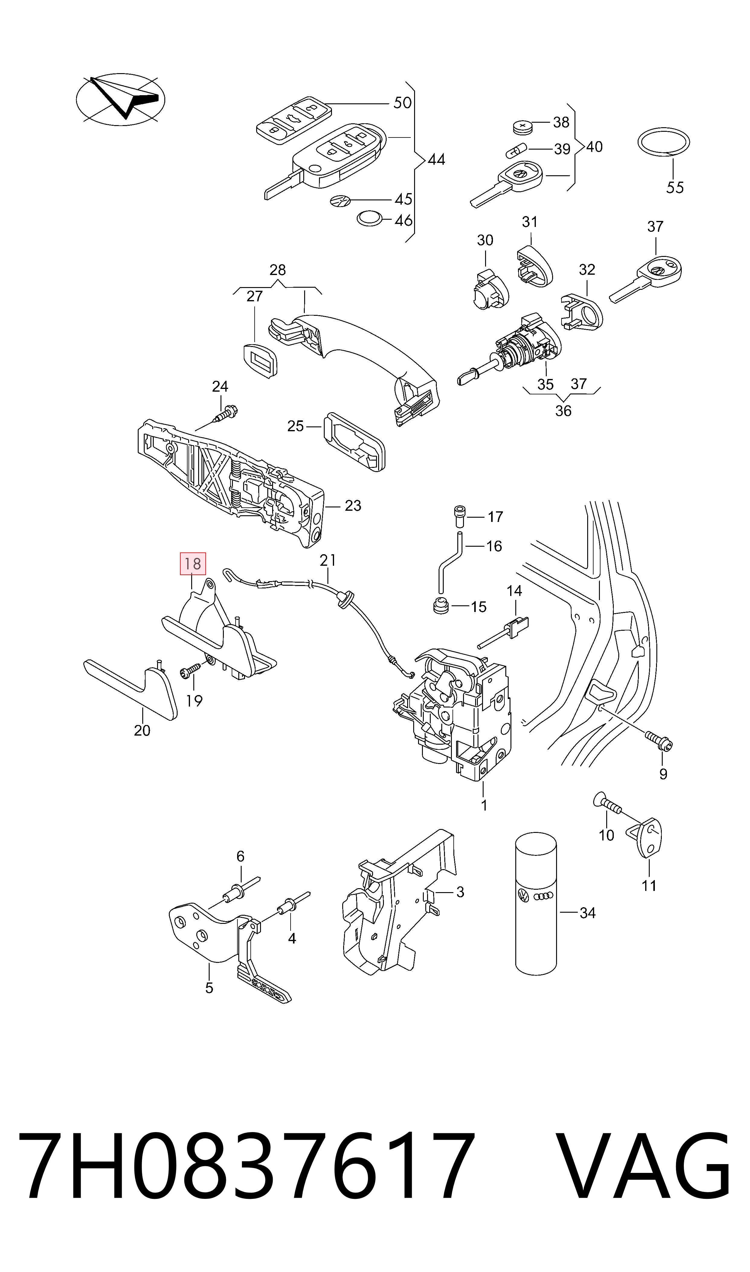 Volkswagen Transporter  (2003 - 2016) Ön sol iç kapı kolu çıkma