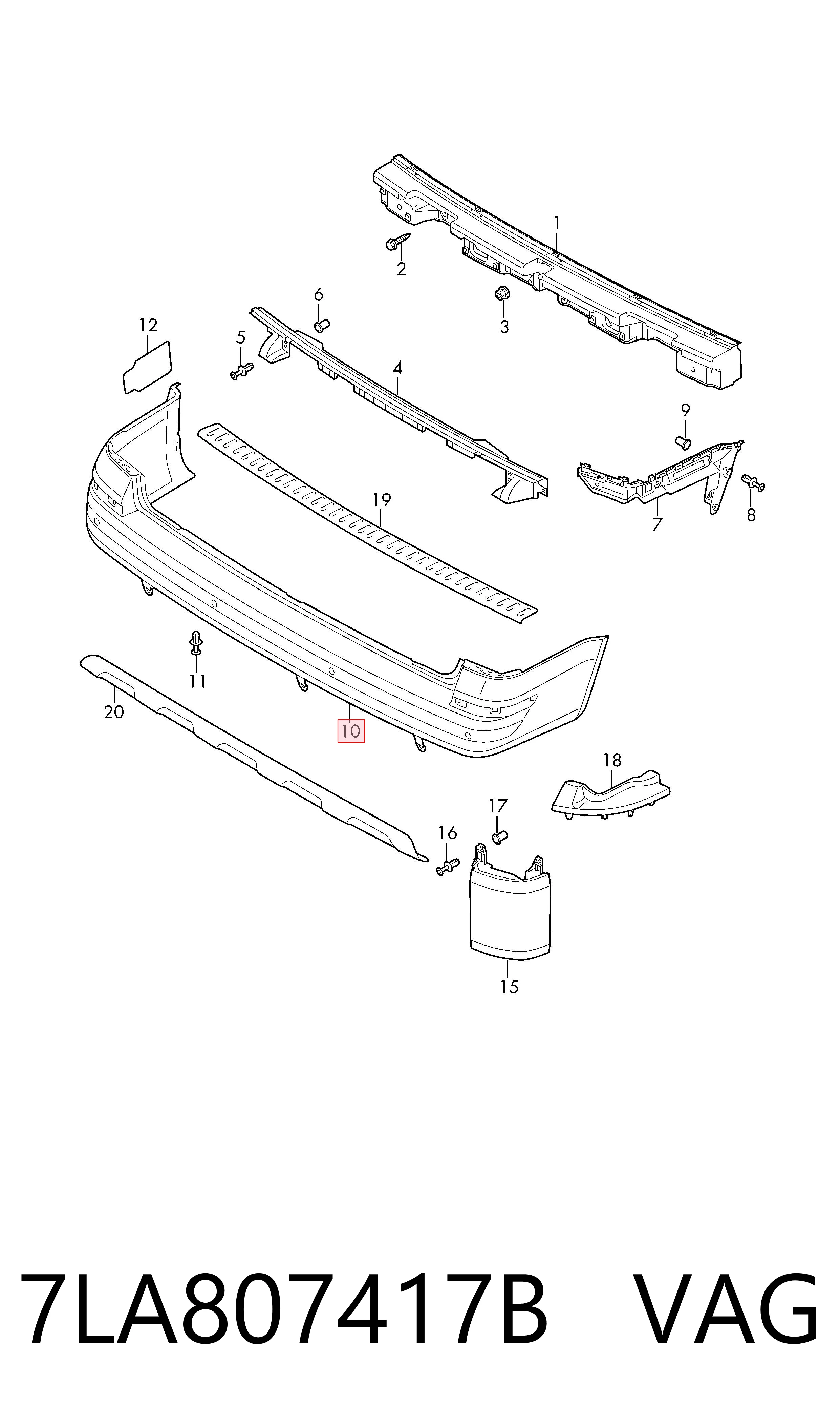 Volkswagen Transporter  (2015 - 2024) Arka tampon çıkma