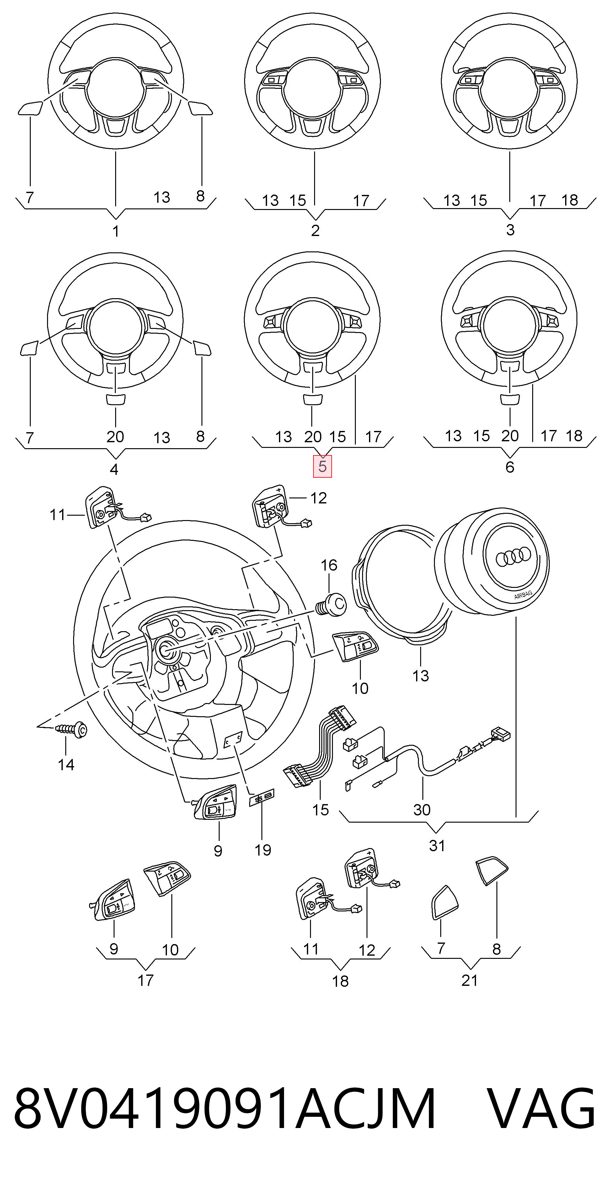 Audi A3  Direksiyon simidi