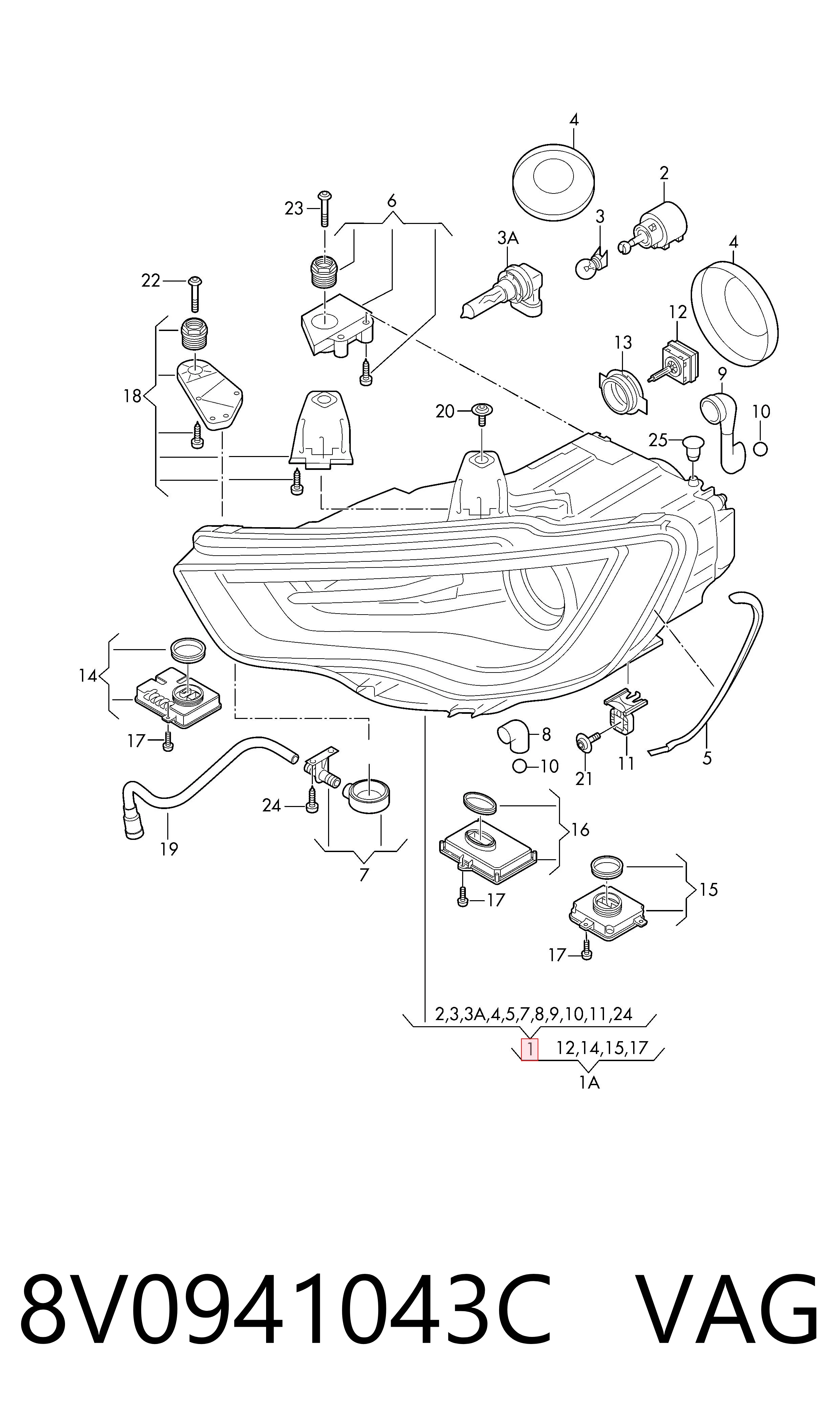 Audi A3  (2013 - 2020) Sol far 