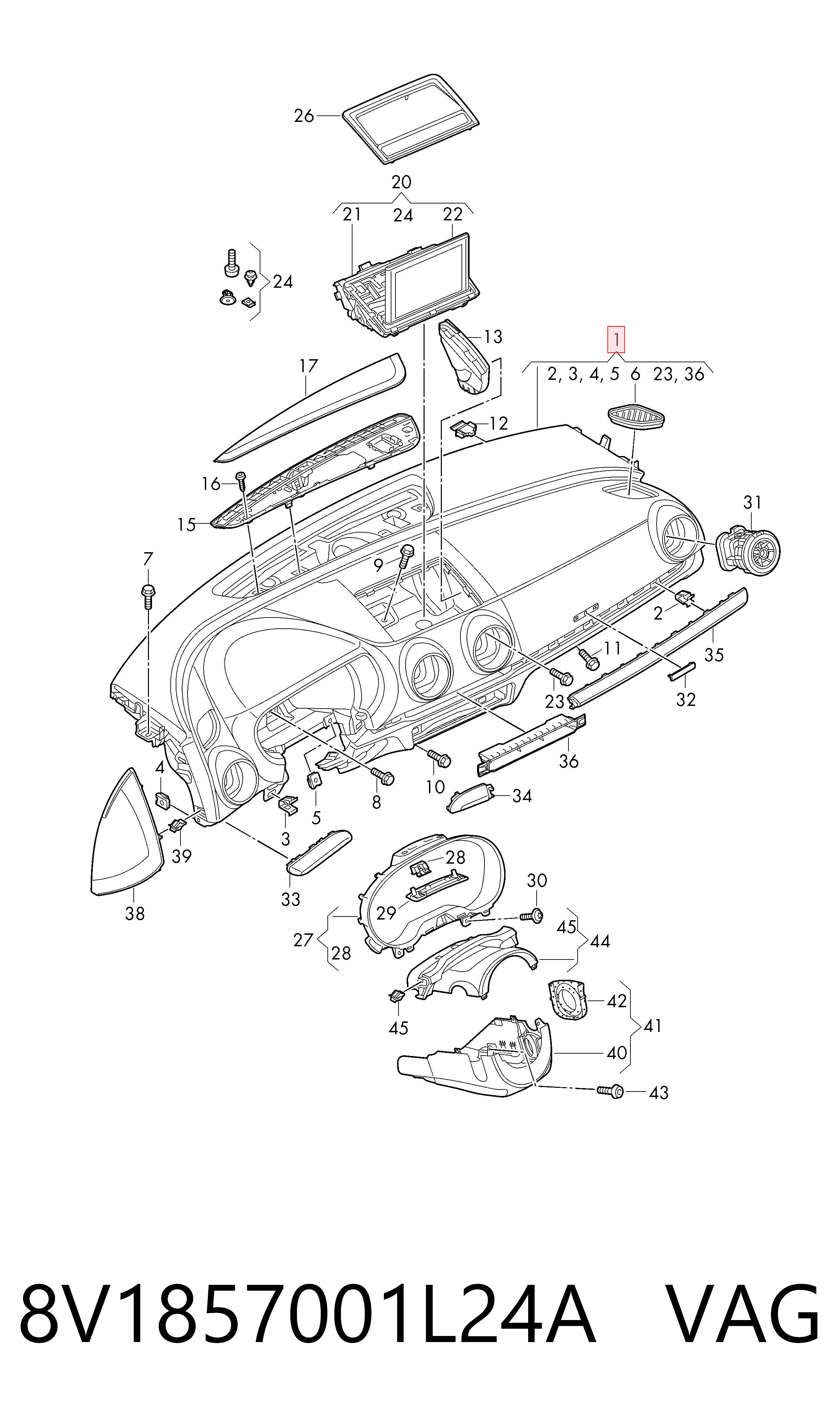 Audi A3  (2013 - 2020) Ön iç panel (torpido) fiyatı