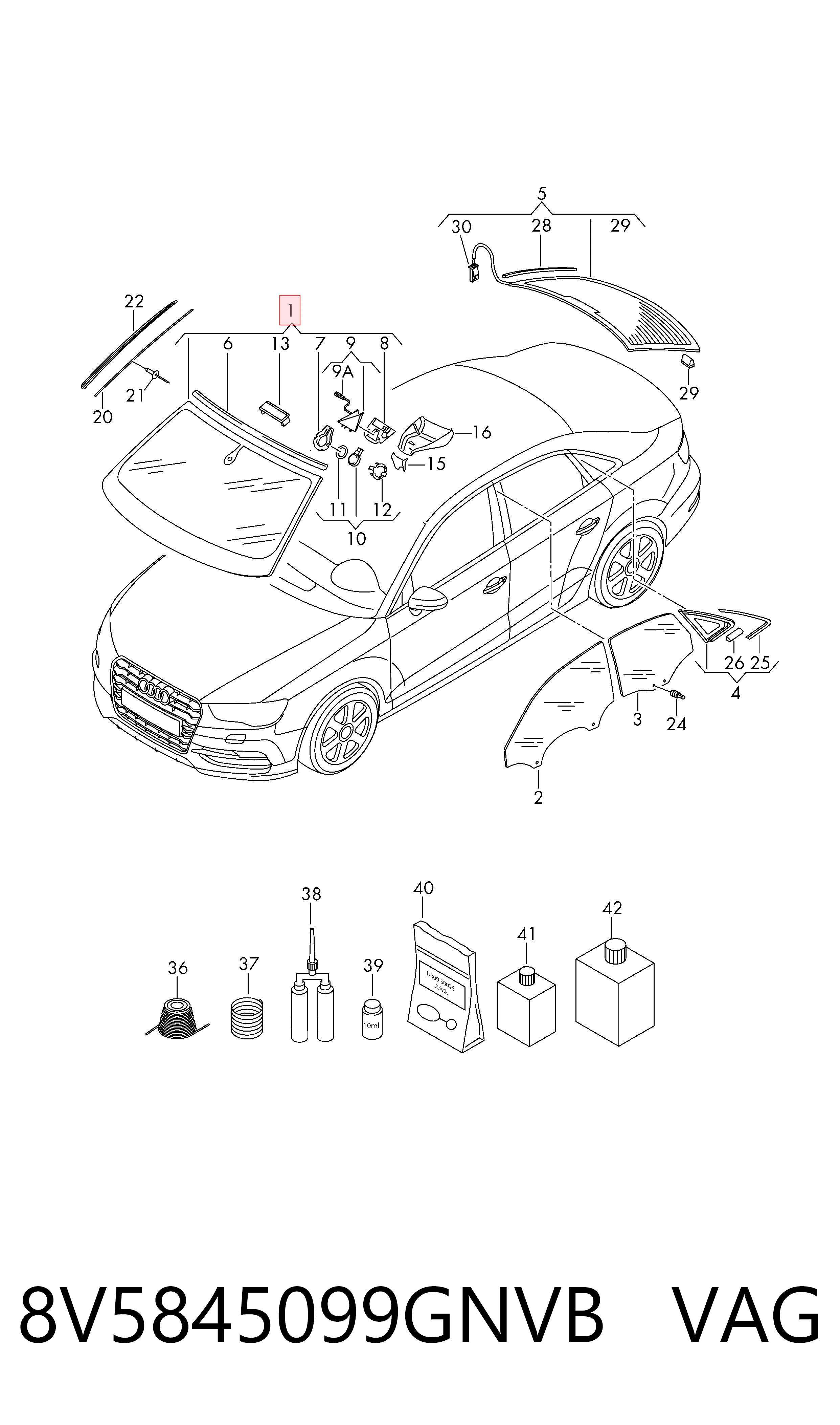 Audi A3  (2013 - 2020) Ön cam fiyatı
