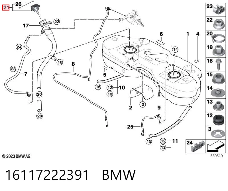 BMW 3  Yakıt depo kapağı